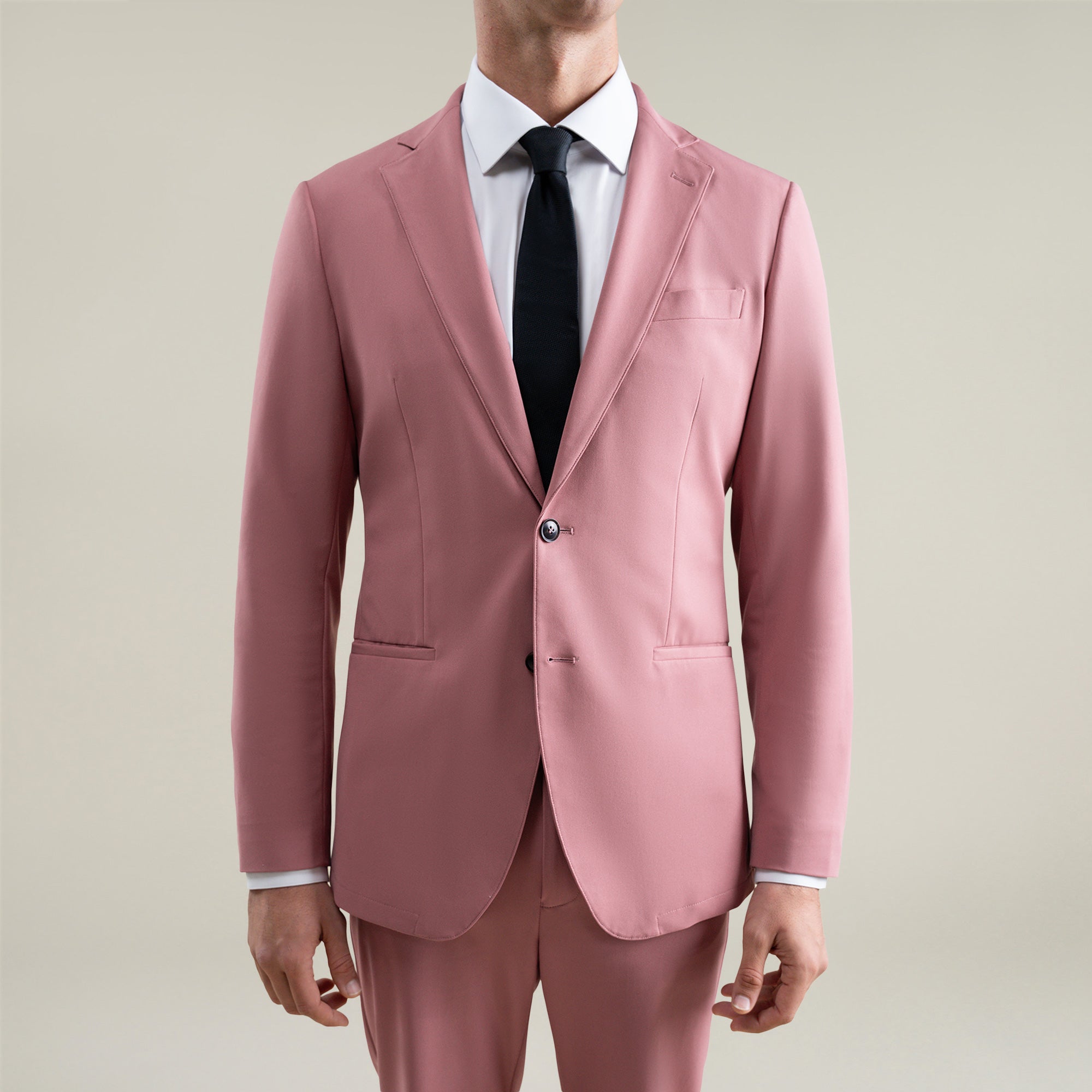 Tags:(6'1"|165) Bespoke custom athleisure technical athletic stretch suit los angeles model Jessey in Desert Rose