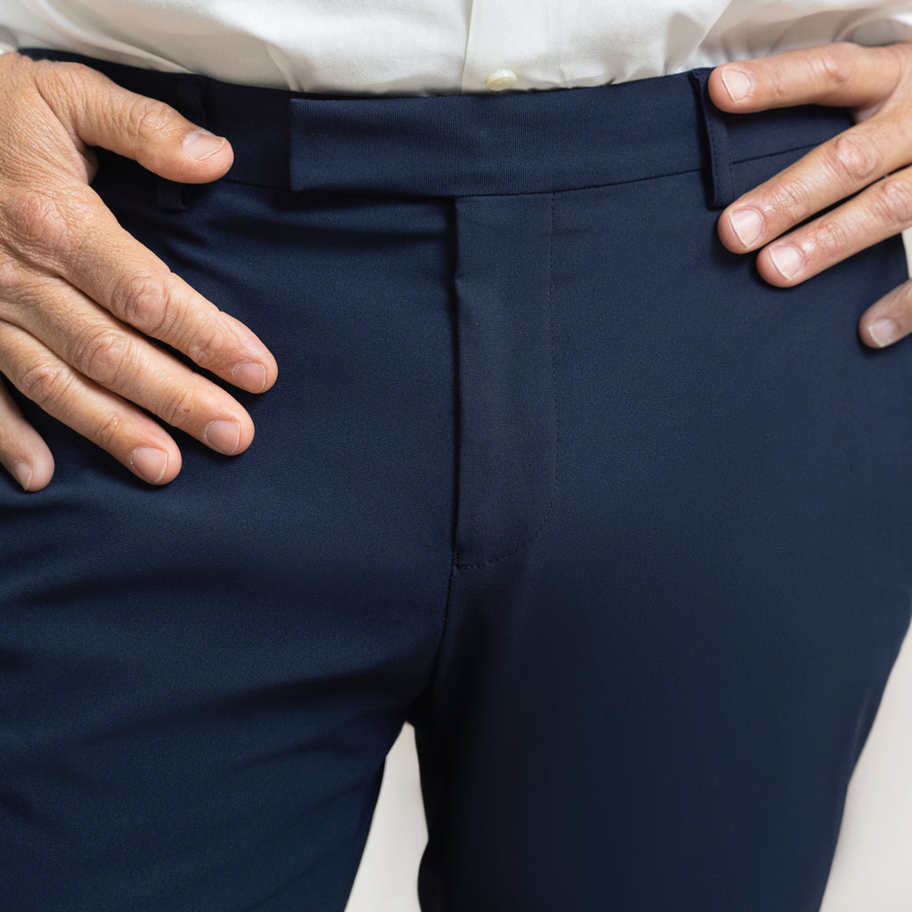 bespoke custom trousers pant chino performance technical model Guillermo in Navy