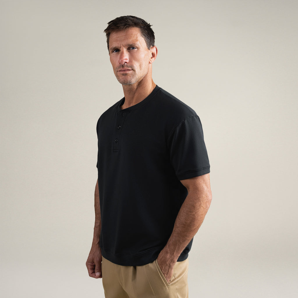 Tags:(6'0" - 180 lbs|Medium) custom t-shirt tee model Tyler in Black