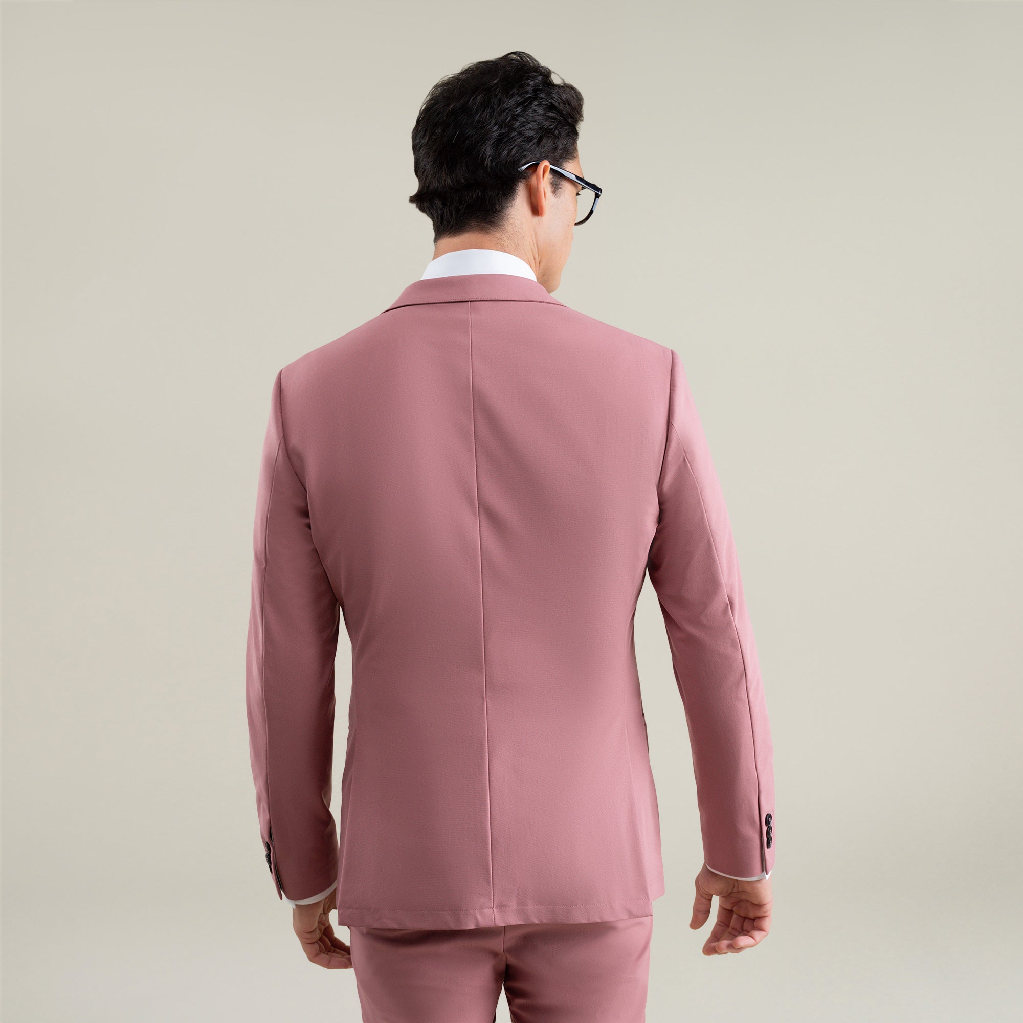 Tags:(6'1"|165) Bespoke custom athleisure technical athletic stretch suit los angeles model Jessey in Desert Rose