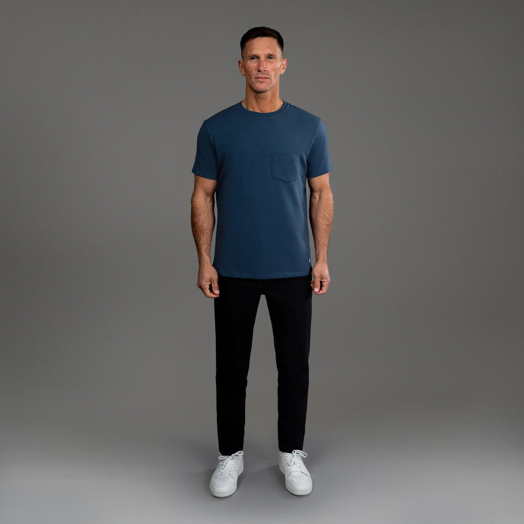Tags:(6'0" - 180 lbs|Medium) custom t-shirt tee model Tyler in Deep Sea