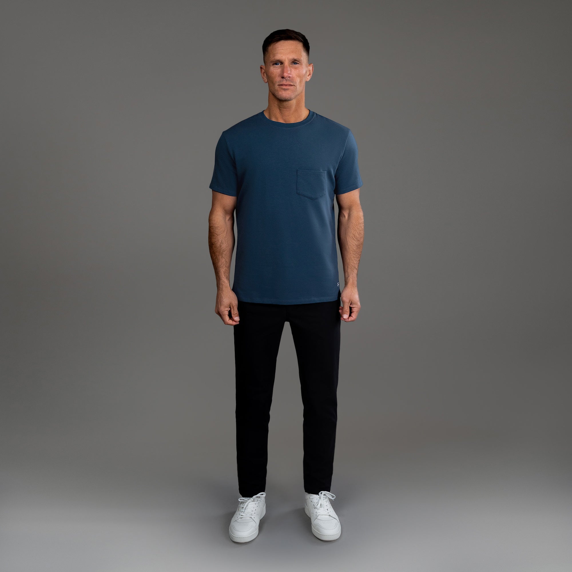 Tags:(6'0" - 180 lbs|Medium) custom t-shirt tee model Tyler in Deep Sea