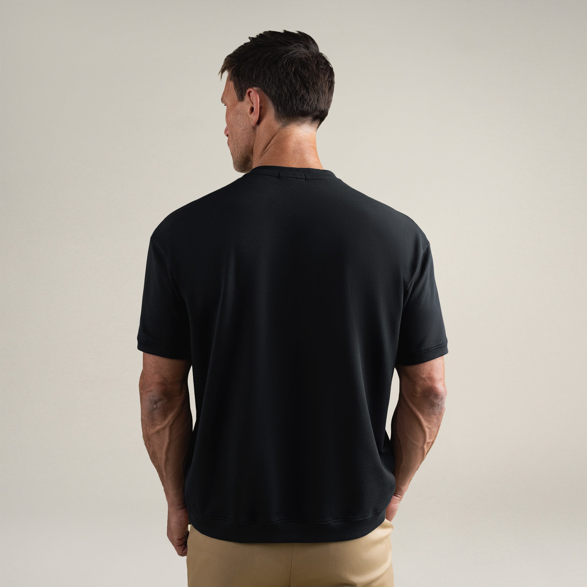 Tags:(6'0" - 180 lbs|Medium) custom t-shirt tee model Tyler in Black