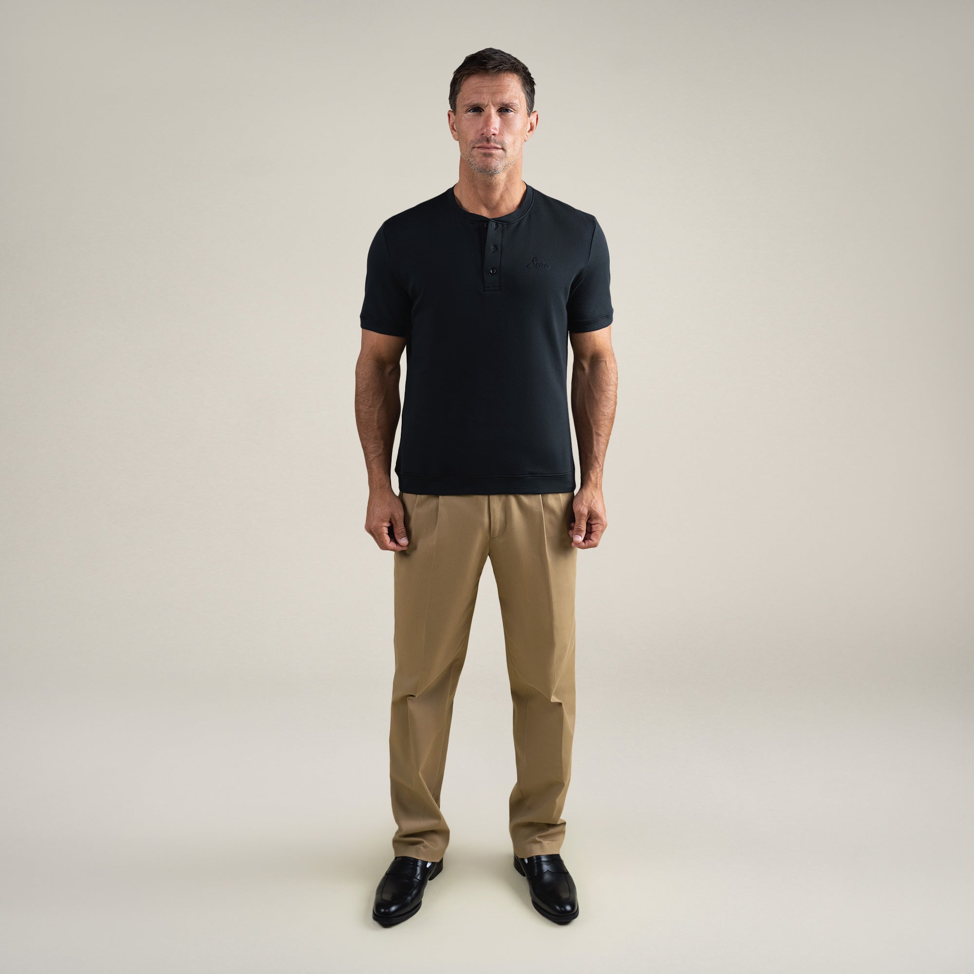 Tags:(6'0" - 180 lbs|Medium) custom t-shirt tee model Tyler in Black