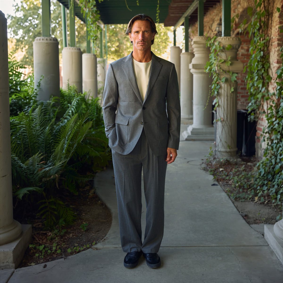 Arden Blazer model Tyler in Granite
