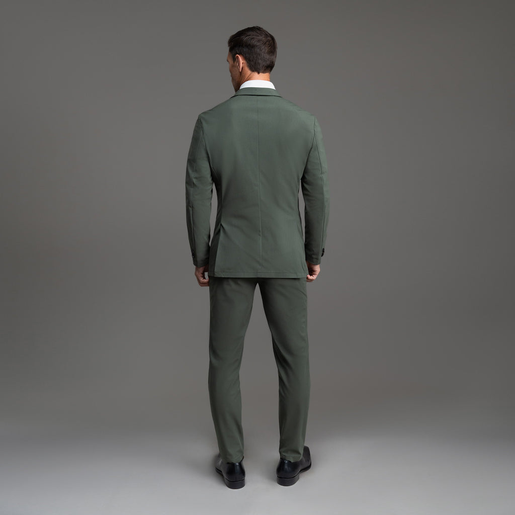 Bespoke custom athleisure technical men's suit los angeles model Tyler in Moss