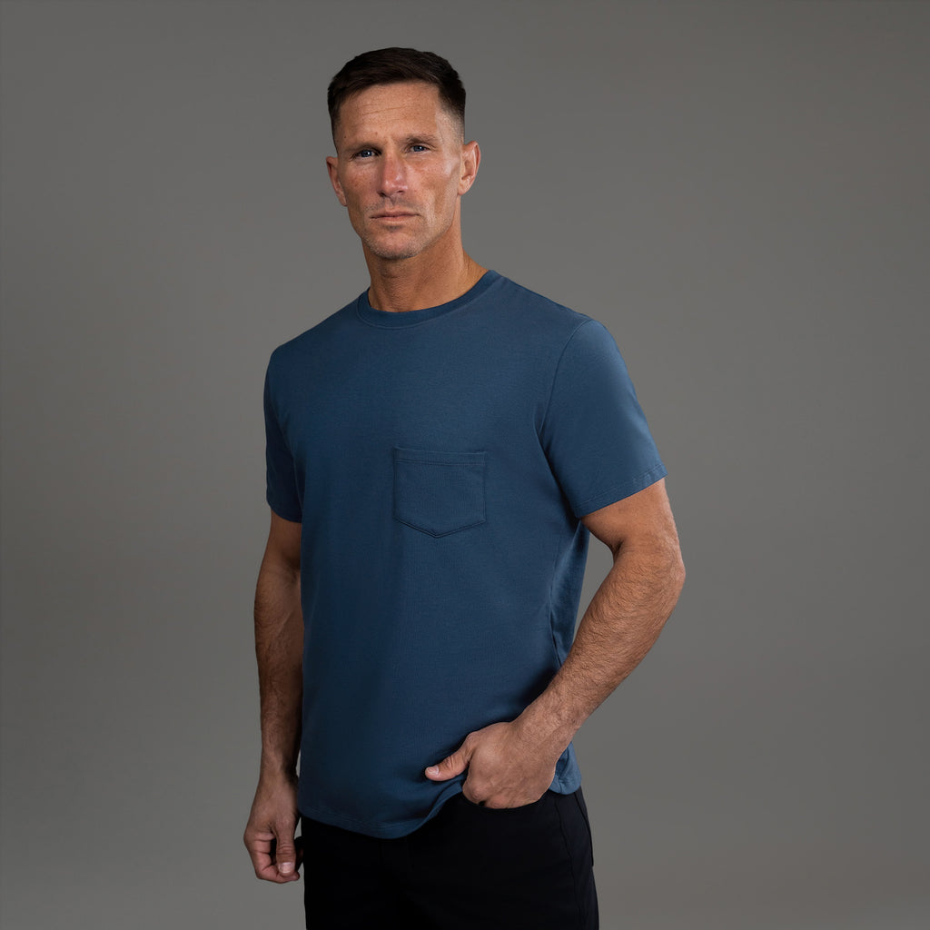 Tags:(6'0" - 180 lbs|Medium) custom t-shirt tee model Tyler in Deep Sea
