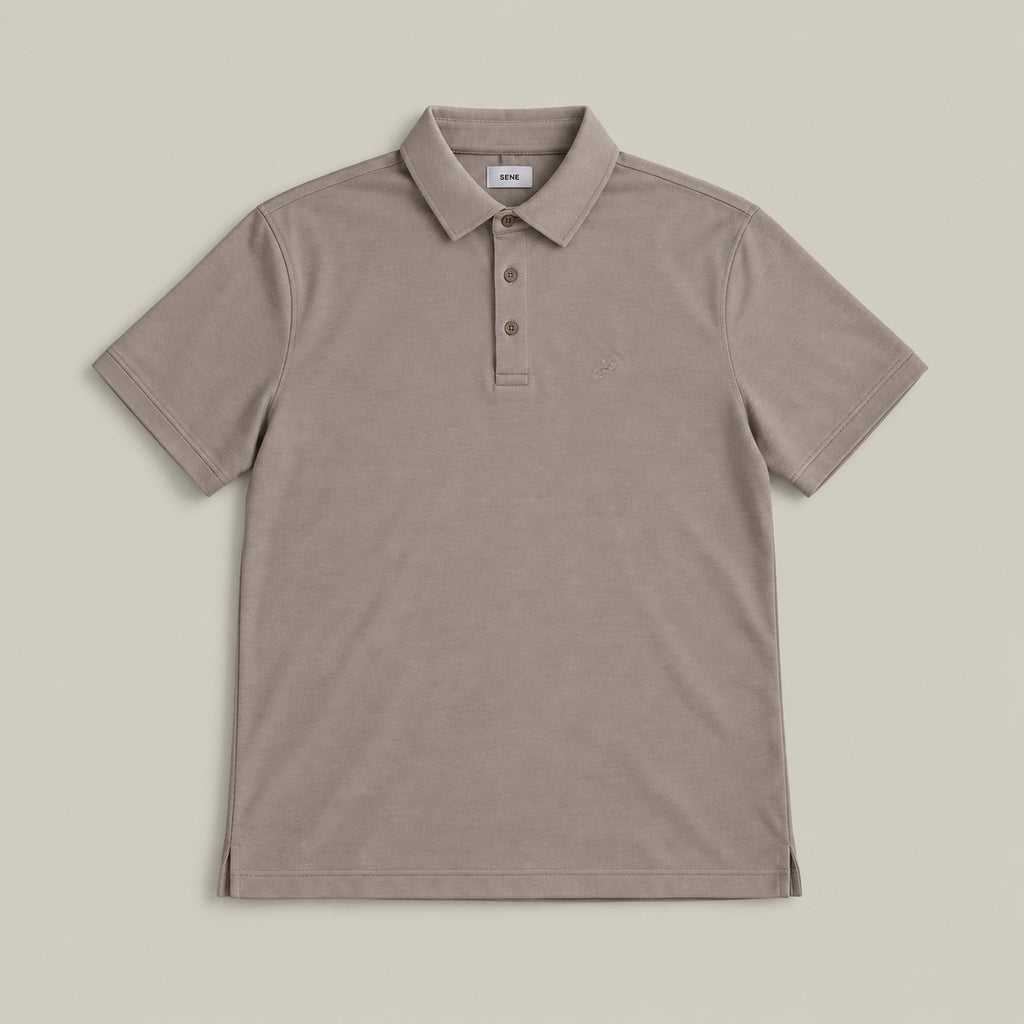 Merino Wool Polo model Matteo in Dune