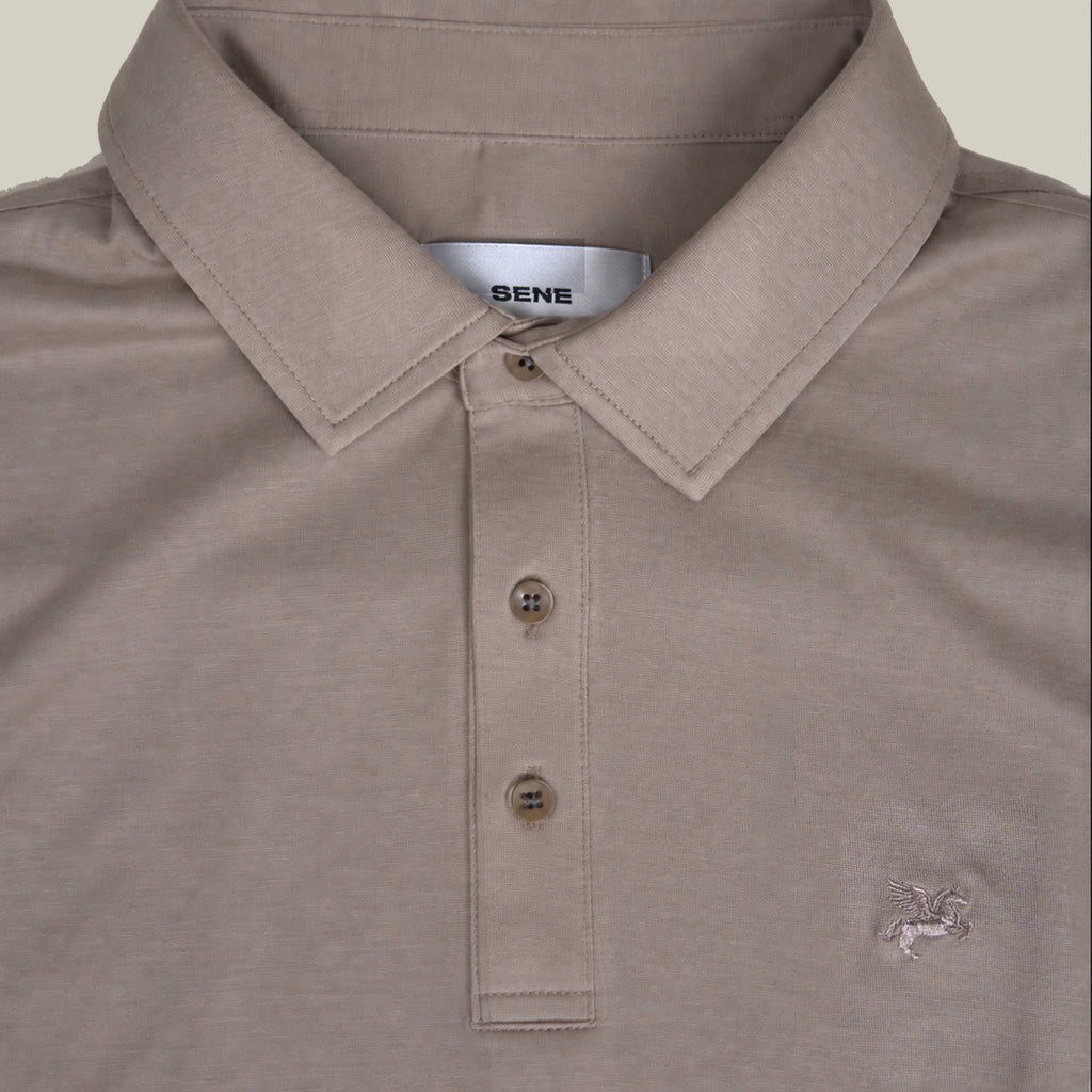 Merino Wool Polo model Matteo in Dune