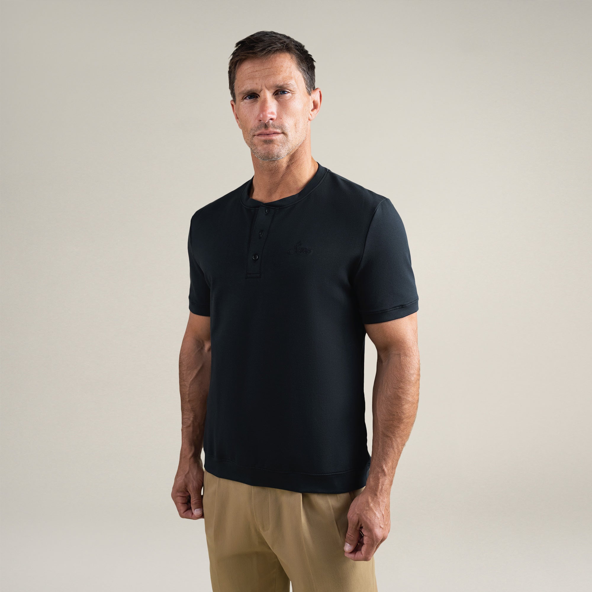 Tags:(6'0" - 180 lbs|Medium) custom t-shirt tee model Tyler in Black