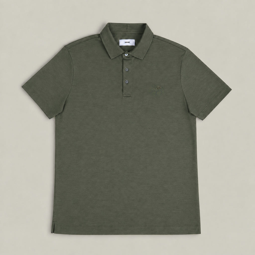 Merino Wool Polo model Matteo in Flint