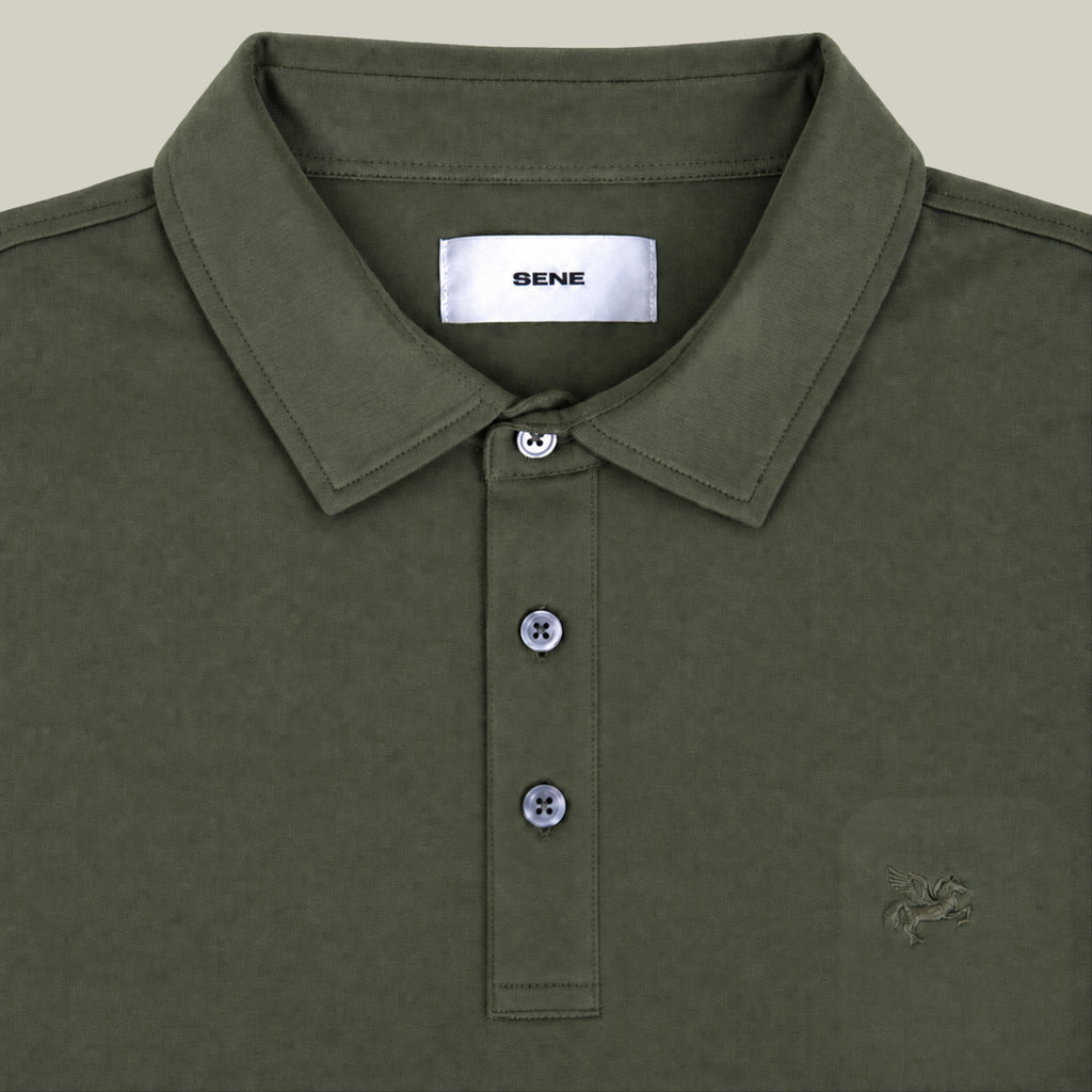 Merino Wool Polo model Matteo in Flint