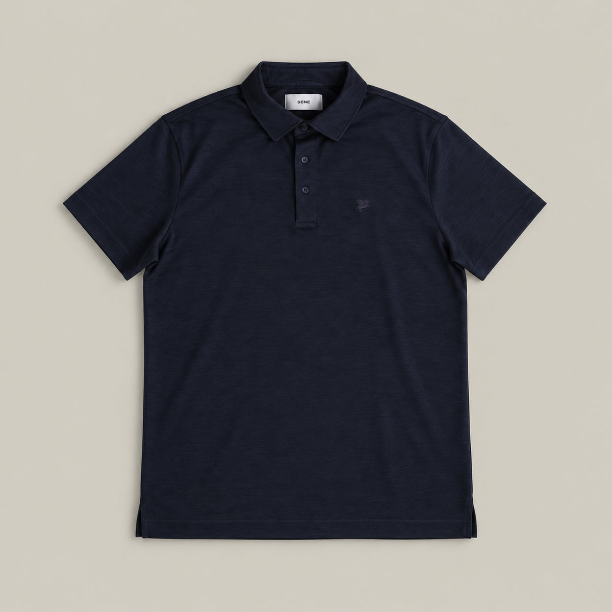 Merino Wool Polo model Matteo in Dark Navy
