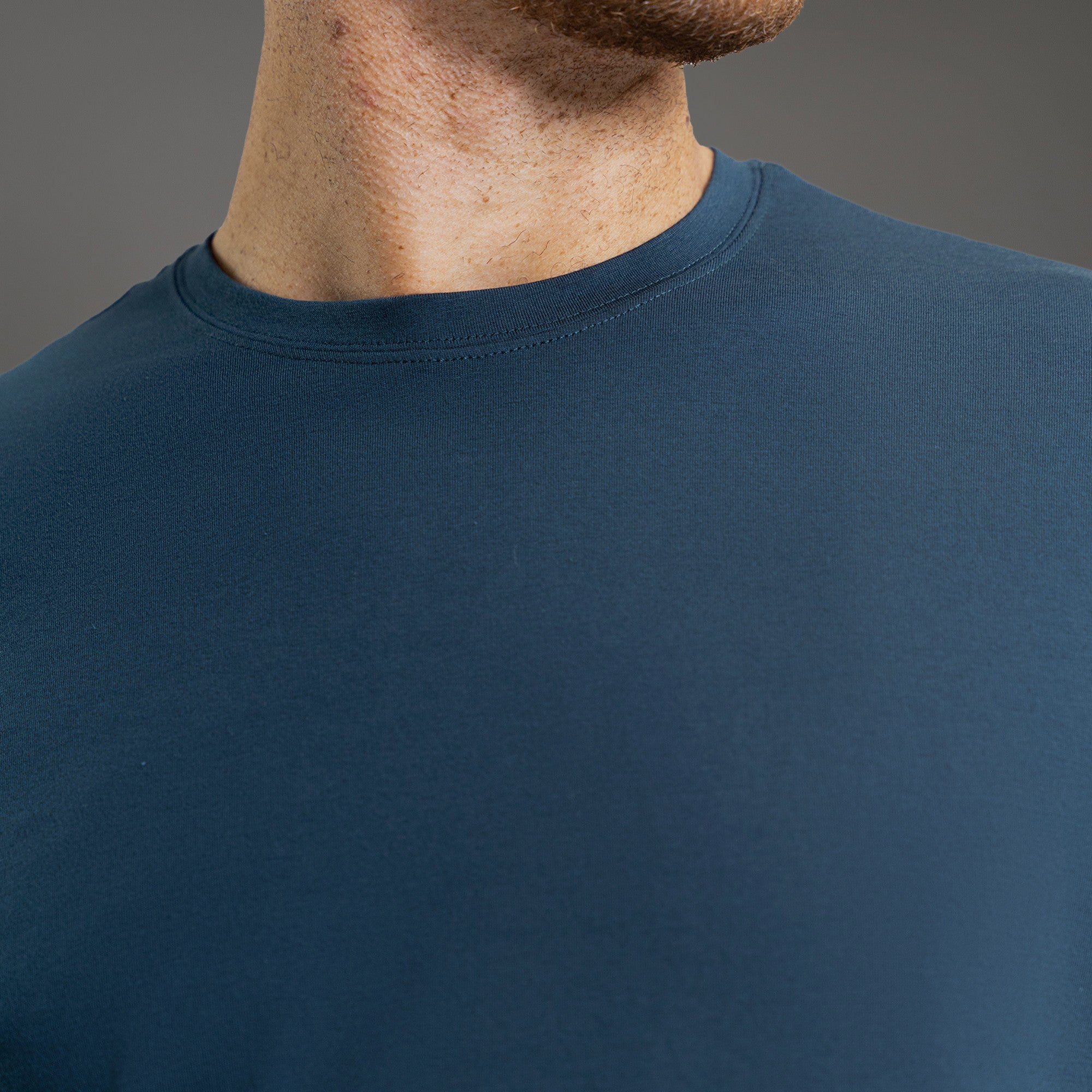 Custom longsleeve t-shirt on model Glen in Deep Sea