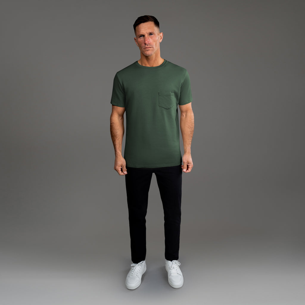 Tags:(6'0" - 180 lbs|Medium) custom t-shirt tee model Tyler in Moss