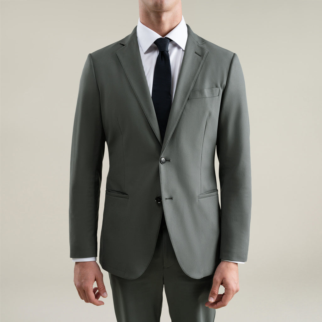 Tags:(6'1"|165) Bespoke custom athleisure technical athletic stretch suit los angeles model Jessey in Pebble