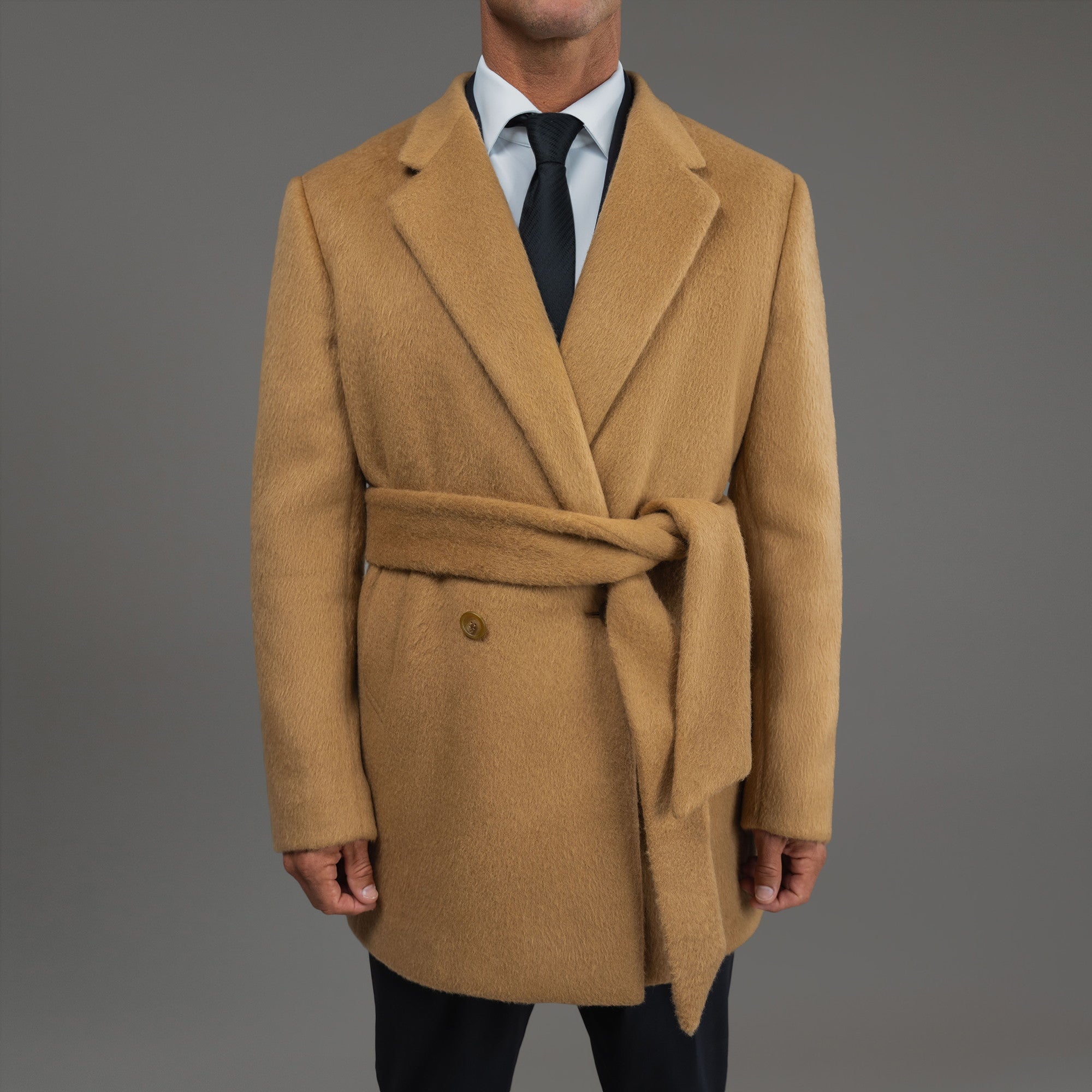 Tags:(6'0"|180 lbs) Bespoke custom linen men's suit los angeles model Tyler in  Camel