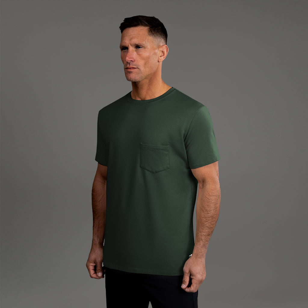 Tags:(6'0" - 180 lbs|Medium) custom t-shirt tee model Tyler in Moss