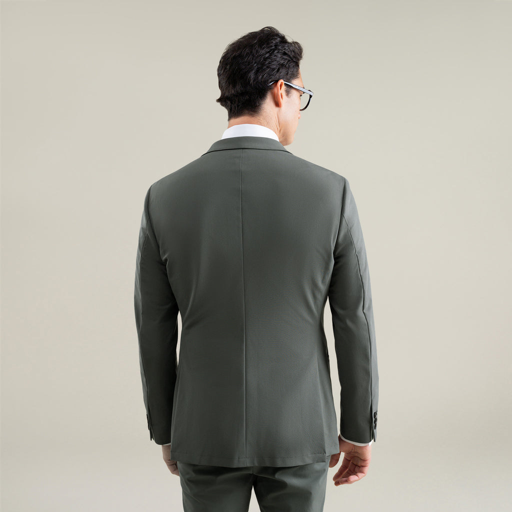 Tags:(6'1"|165) Bespoke custom athleisure technical athletic stretch suit los angeles model Jessey in Pebble