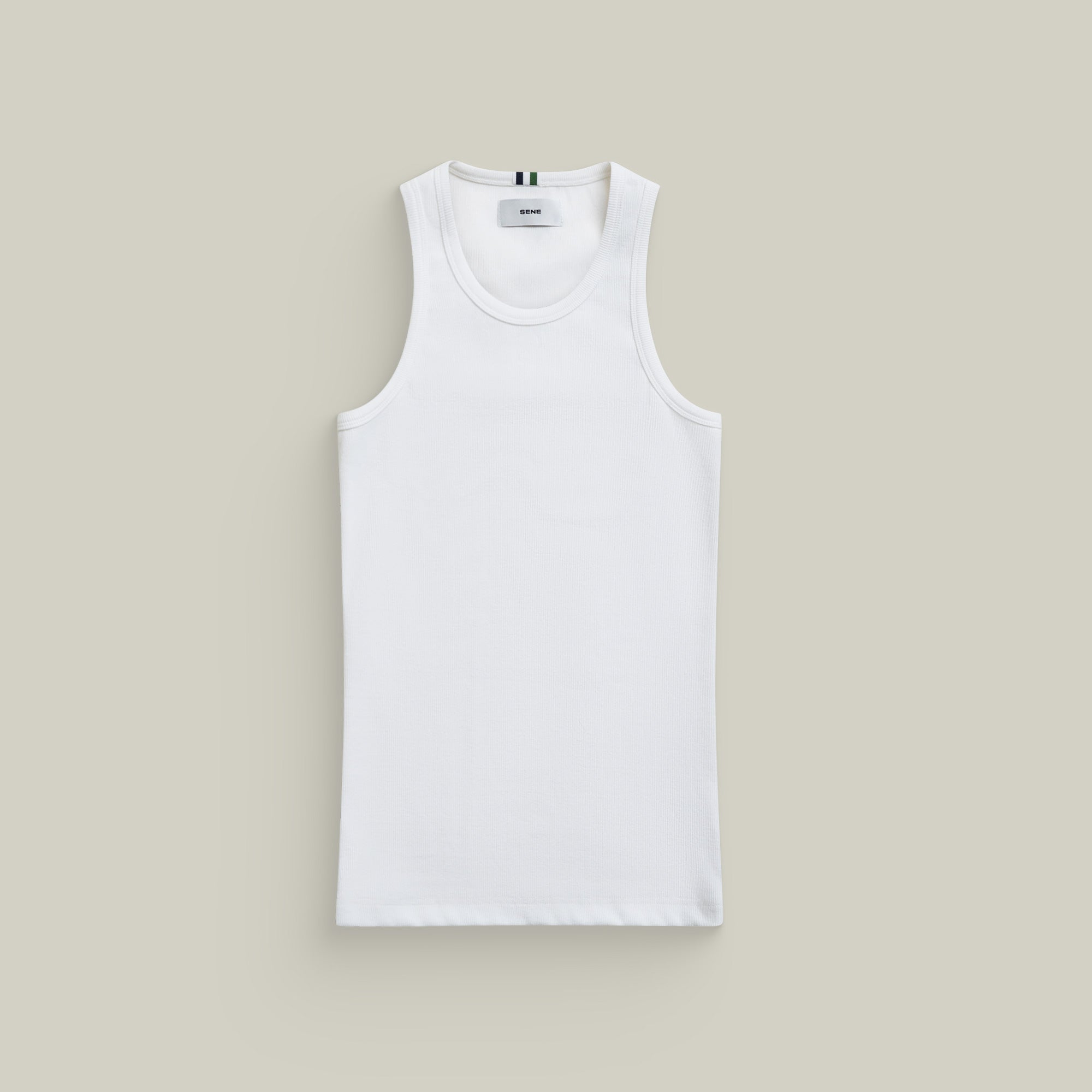Cotton Ribbed Tank model Tyler in White