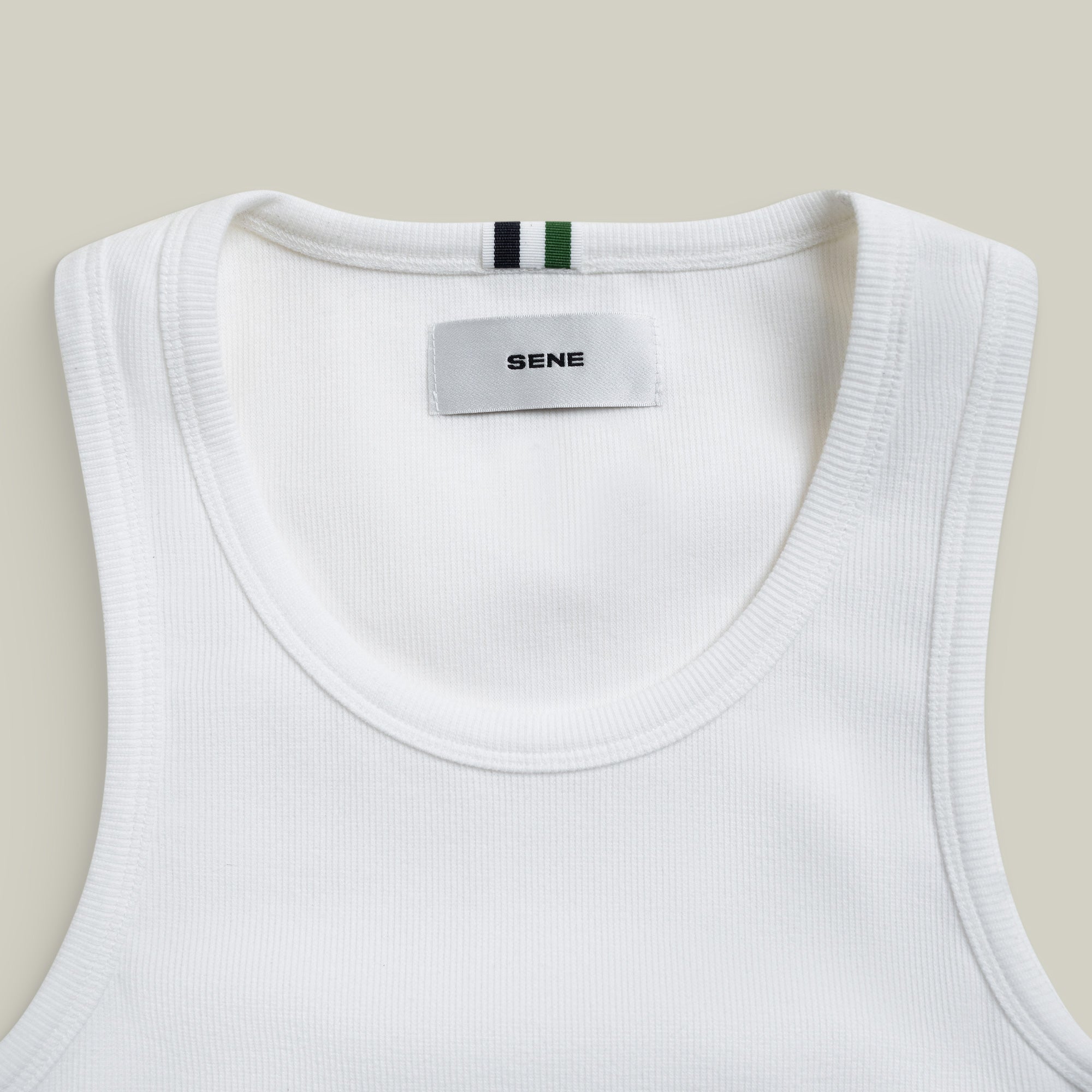 Cotton Ribbed Tank model Tyler in White