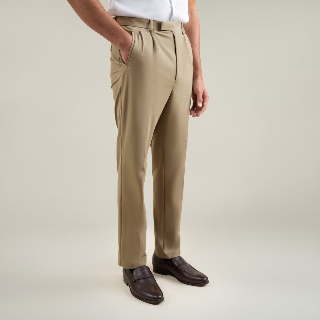 Tags:(6'1"|165) Custom Peak Lapel Tuxedo model Jessey in Warm Khaki