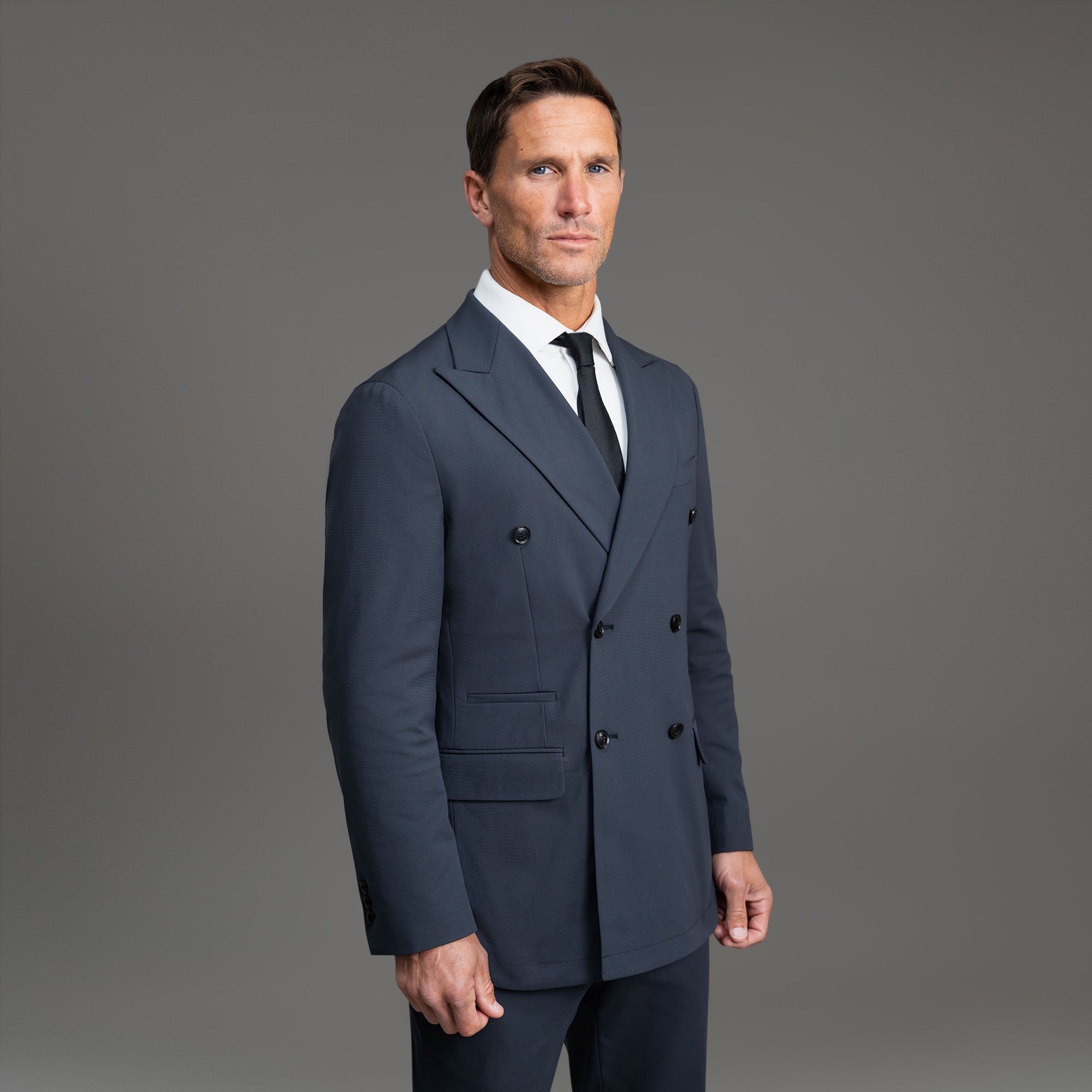 Tags:(6'0"|180 lbs) Bespoke custom linen men's suit los angeles model Tyler in Charcoal