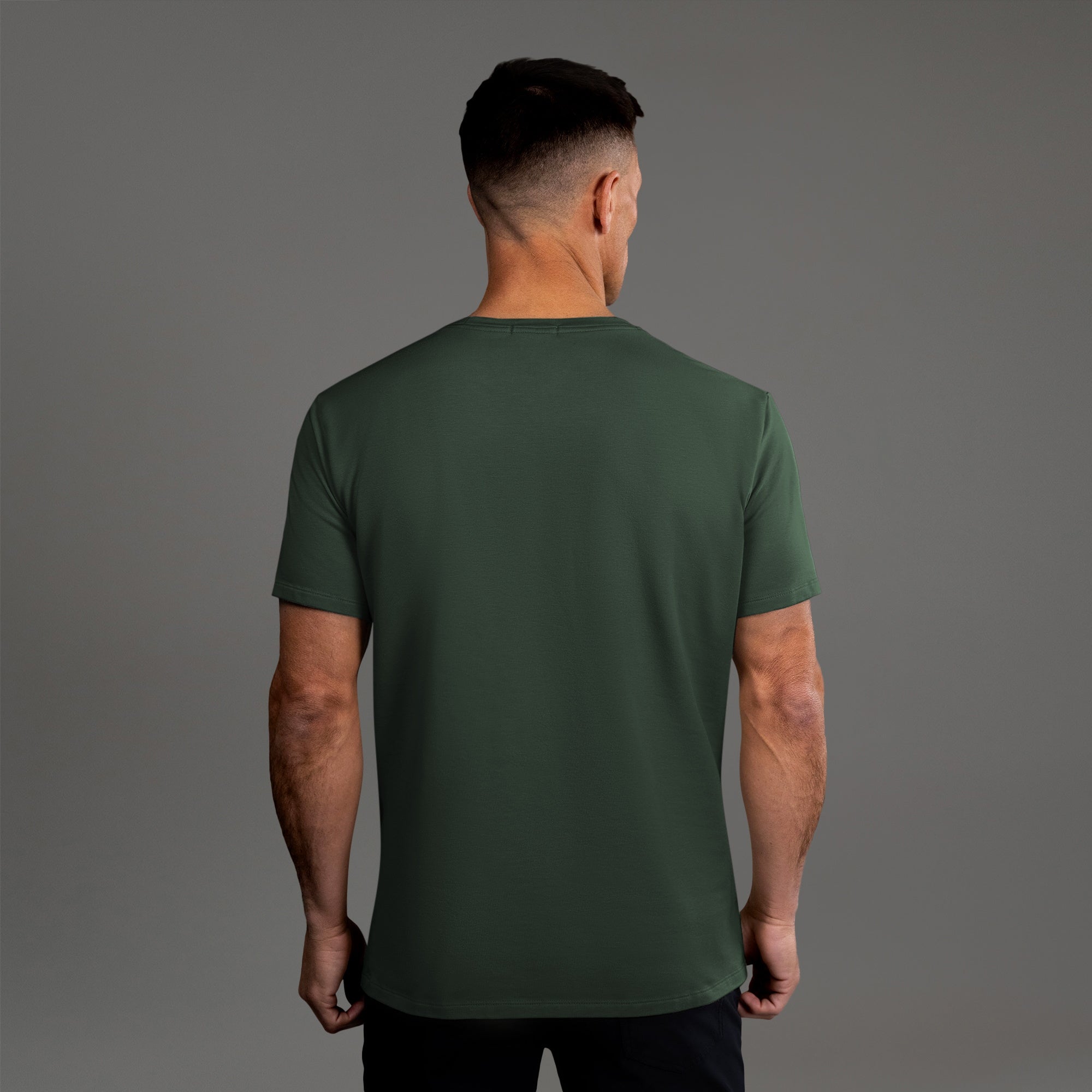 Tags:(6'0" - 180 lbs|Medium) custom t-shirt tee model Tyler in Moss