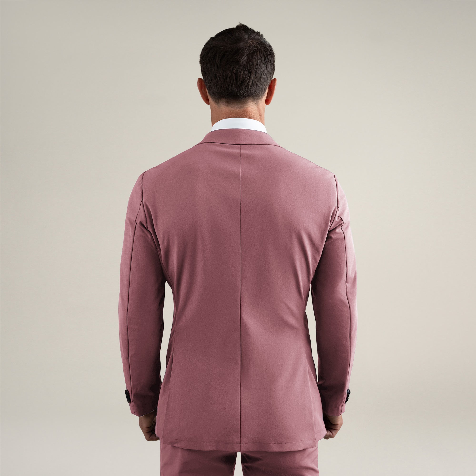 Tags:(6'0"|180 lbs) Bespoke custom athleisure technical men's suit los angeles model Tyler in Desert Rose