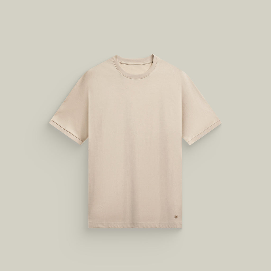 Pima Reserve Crew T-Shirt model Tyler in Beige