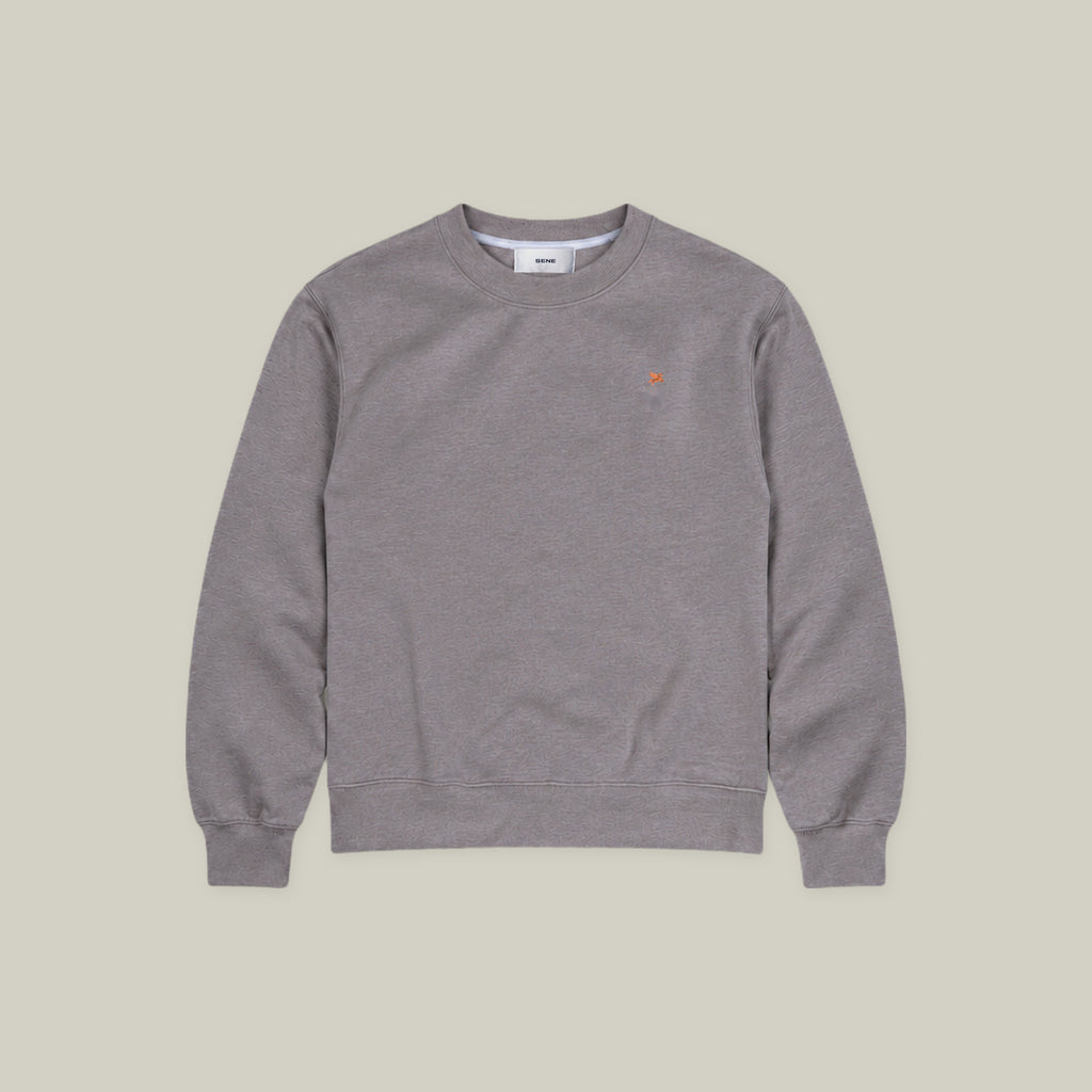 Evening Crewneck Sweater model Guillermo in Heather Stone