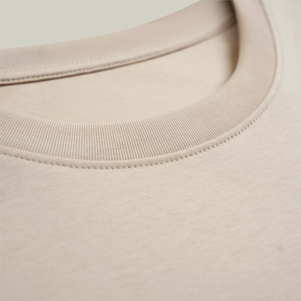 Pima Reserve Crew T-Shirt model Tyler in Beige