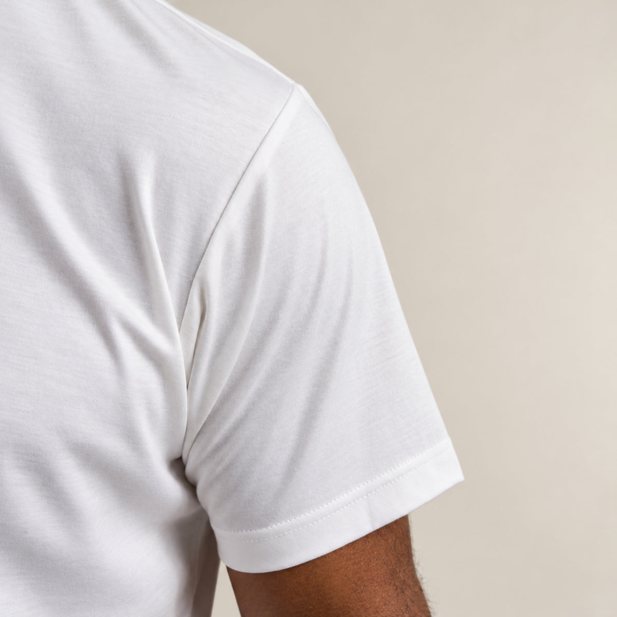 Pima Reserve Mock Neck T-Shirt model Guillermo in White