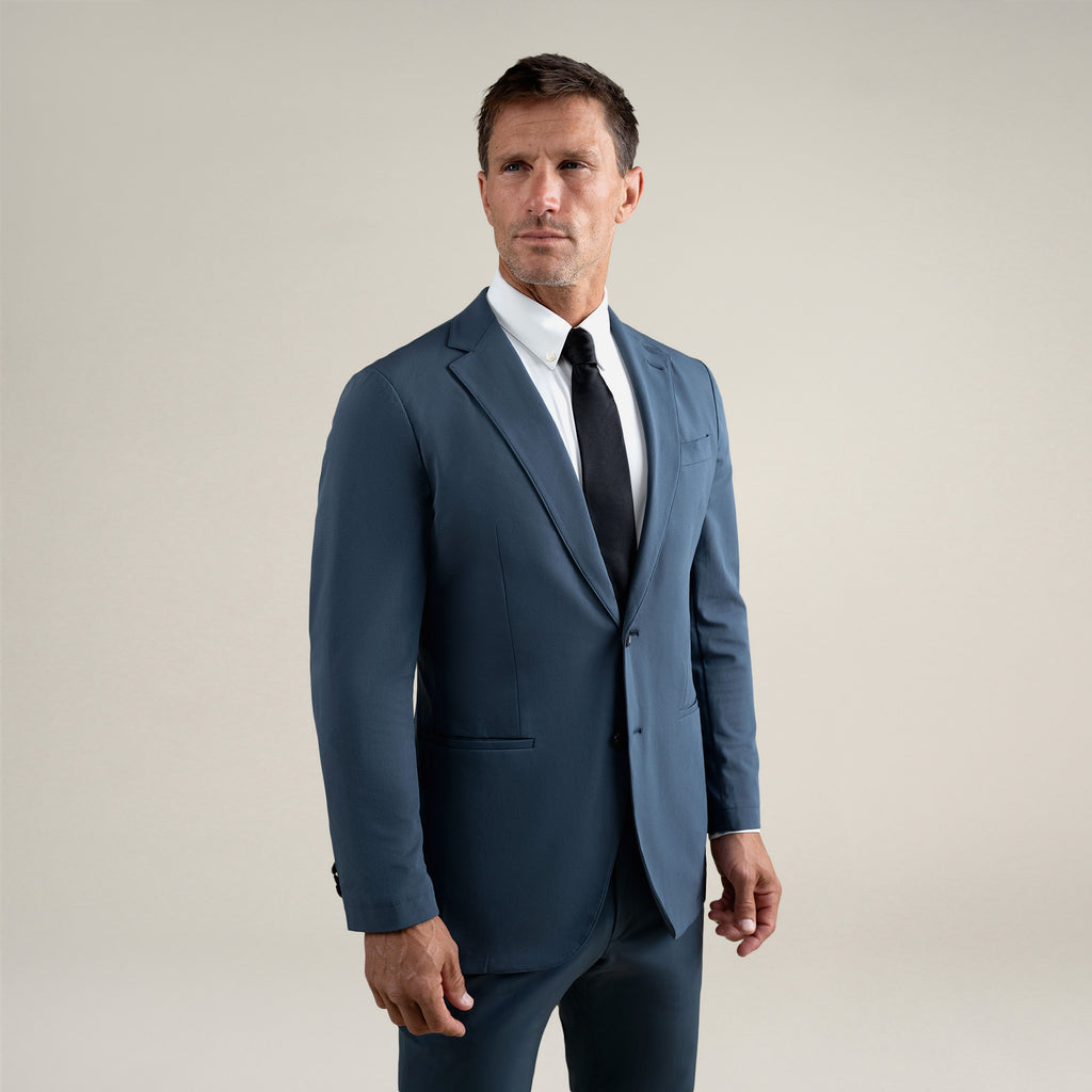 Tags:(6'0"|180 lbs) Bespoke custom athleisure technical men's suit los angeles model Tyler in Marina