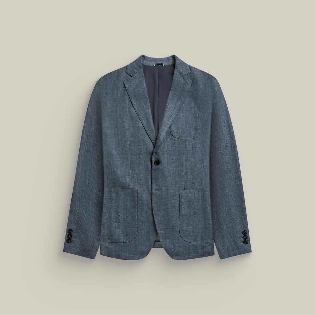 Solano Wool Linen Silk Blazer model tyler in zuma