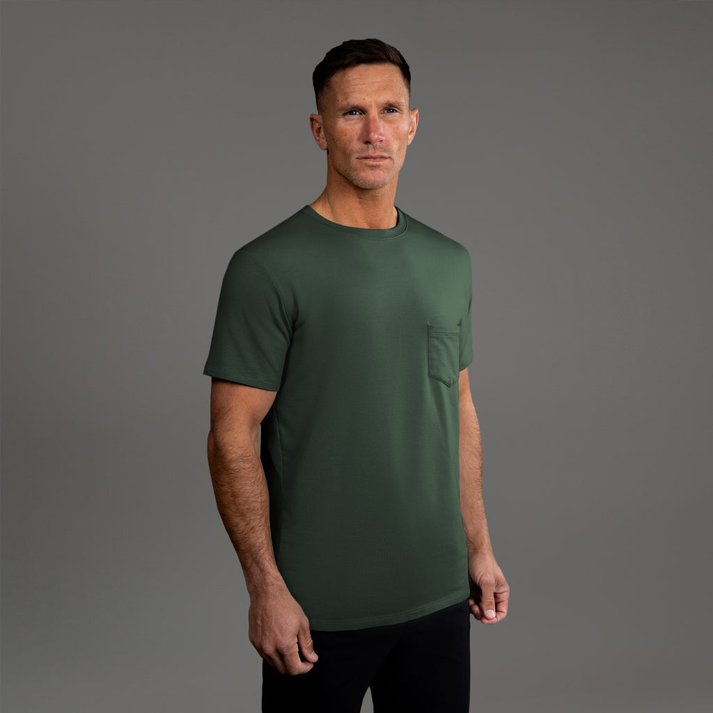 Tags:(6'0" - 180 lbs|Medium) custom t-shirt tee model Tyler in Moss