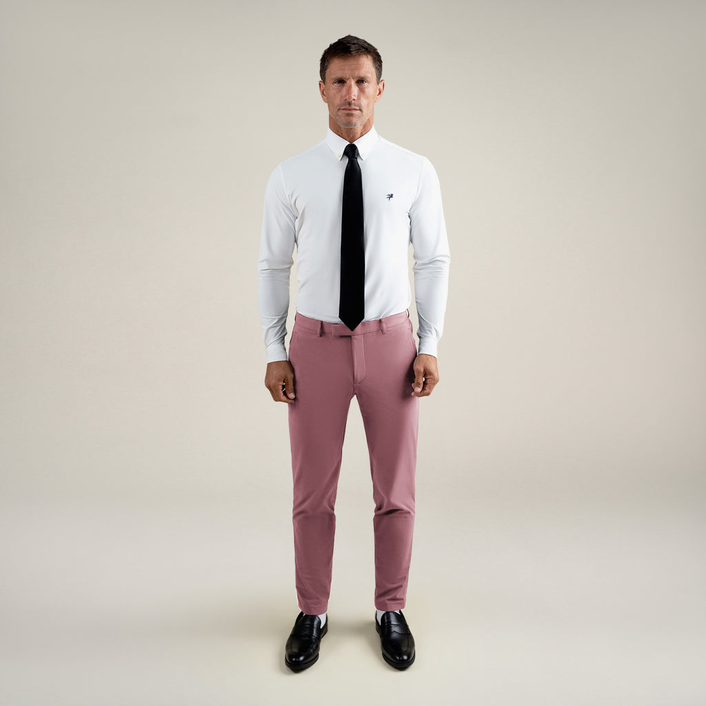 Tags:(6'0"|180 lbs) Bespoke custom athleisure technical men's suit los angeles model Tyler in Desert Rose