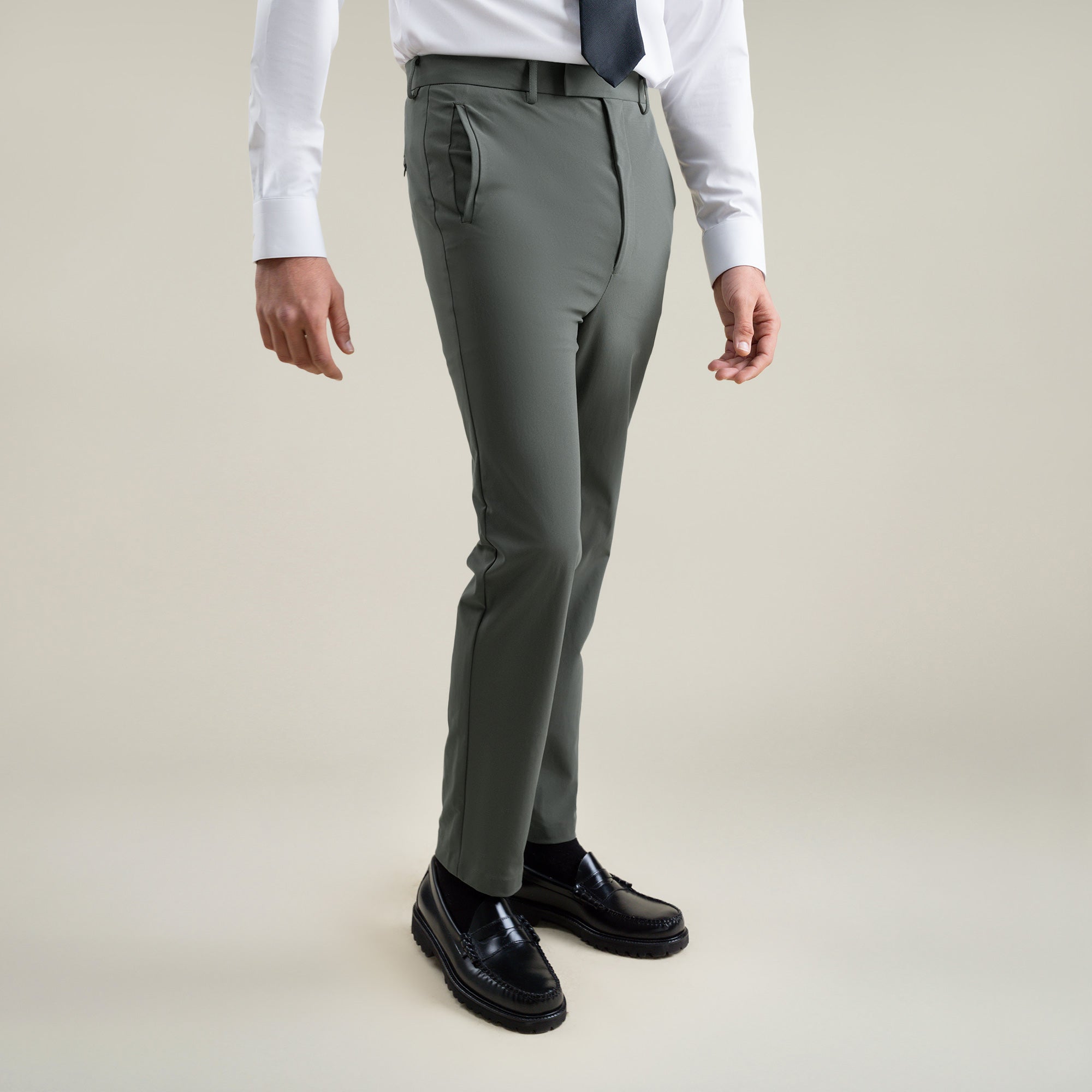 Tags:(6'1"|165) Bespoke custom athleisure technical athletic stretch suit los angeles model Jessey in Pebble