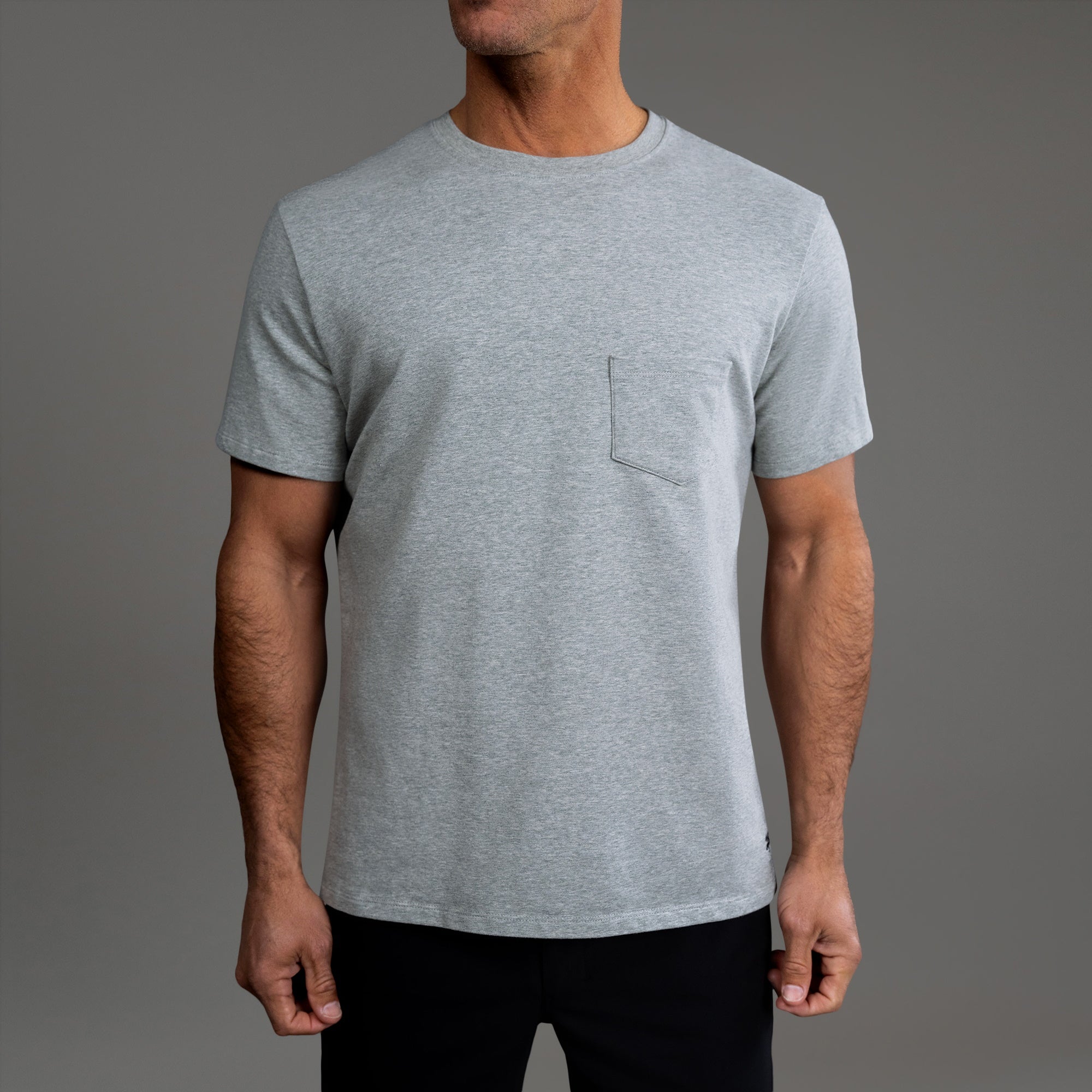 Tags:(6'0" - 180 lbs|Medium) custom t-shirt tee model Tyler in Heather Gray