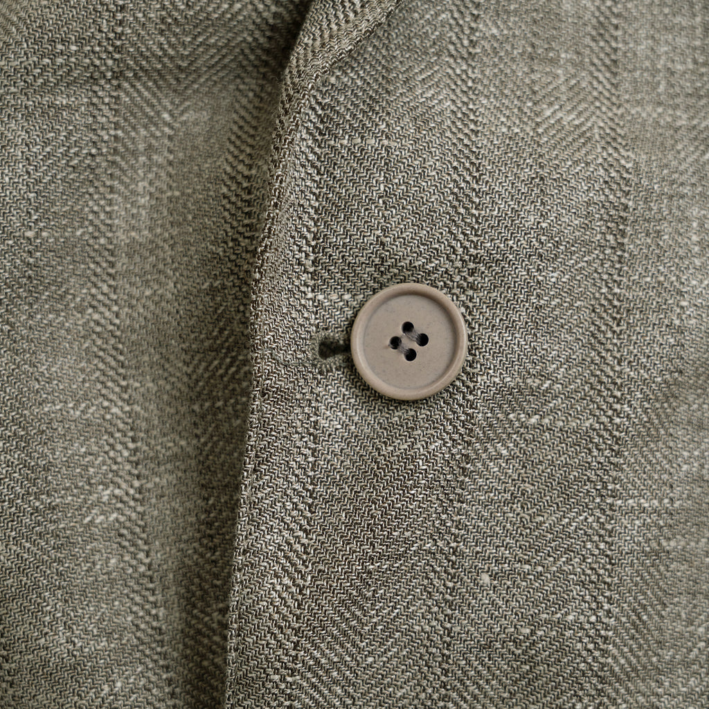 Solano Wool Linen Silk Blazer model tyler in Sage Brush