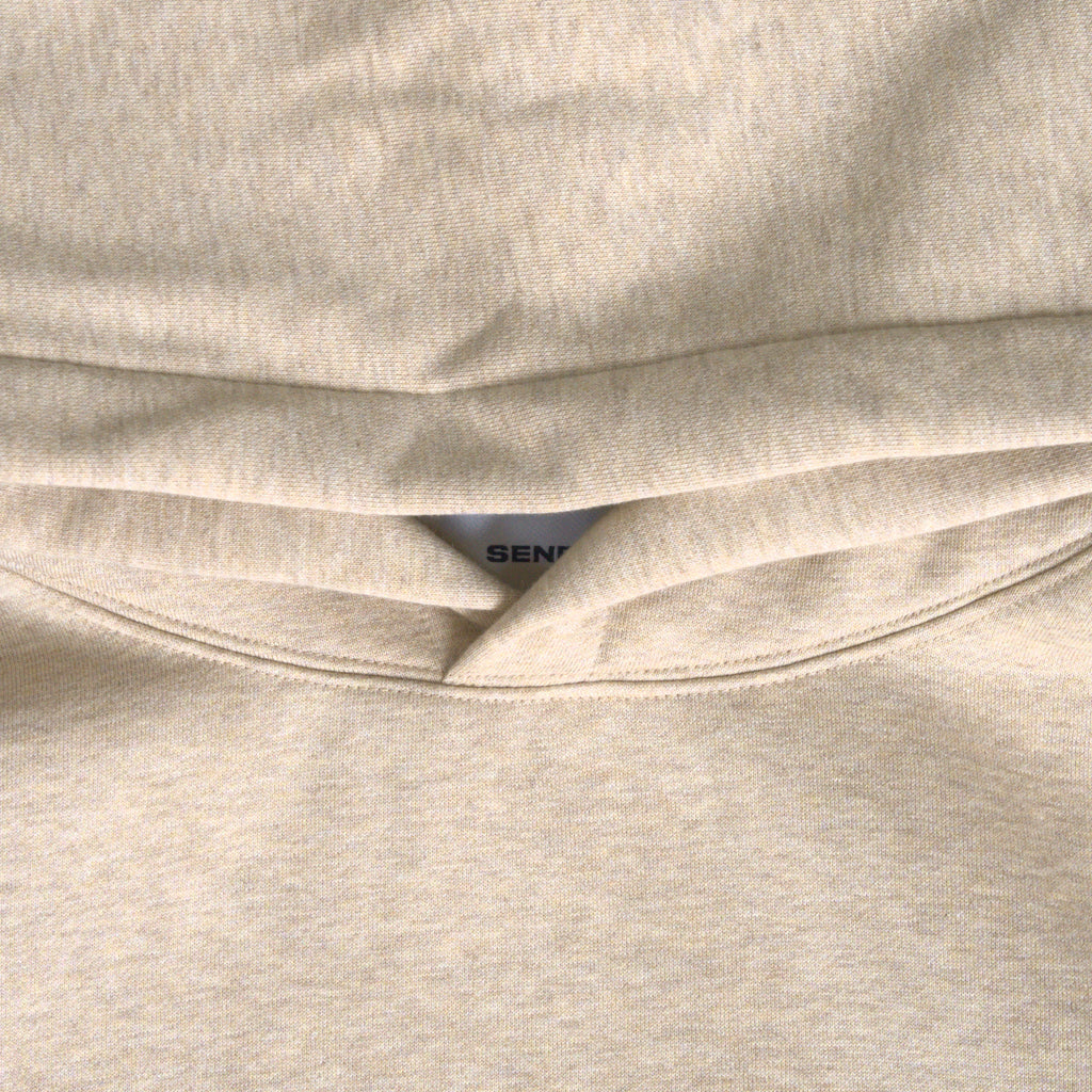 Heavyweight Terry Standard Hoodie model Guillermo in Heather Sand