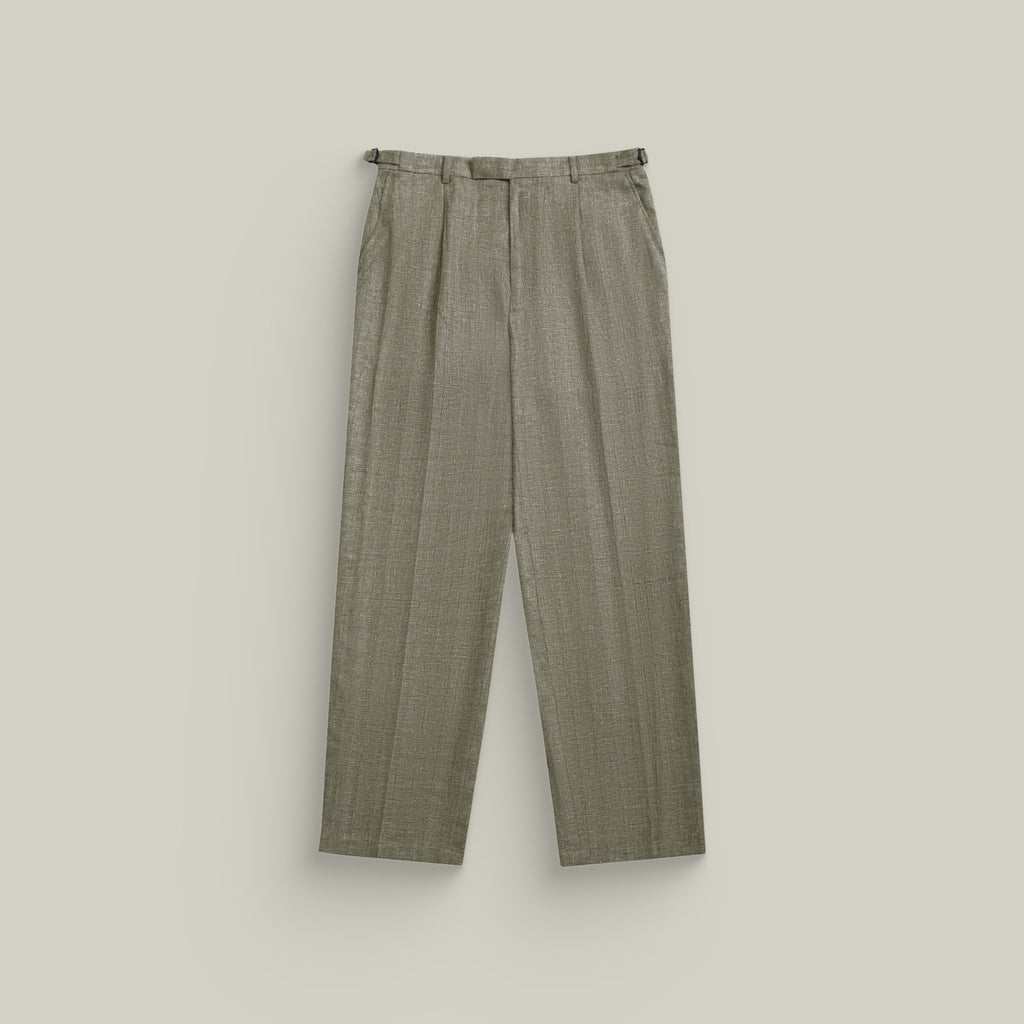 Ford Wool Linen Silk Trousers model tyler in Sage Brush