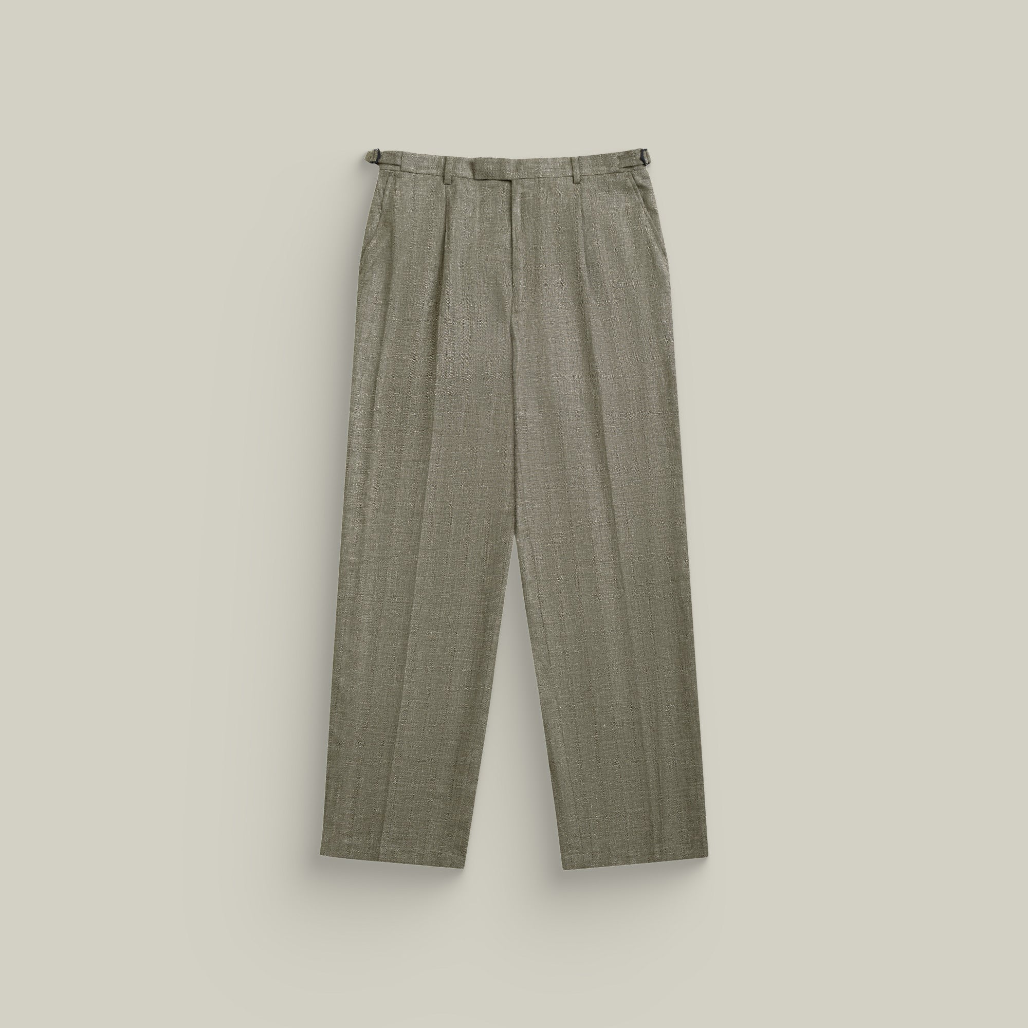Ford Wool Linen Silk Trousers model tyler in Sage Brush