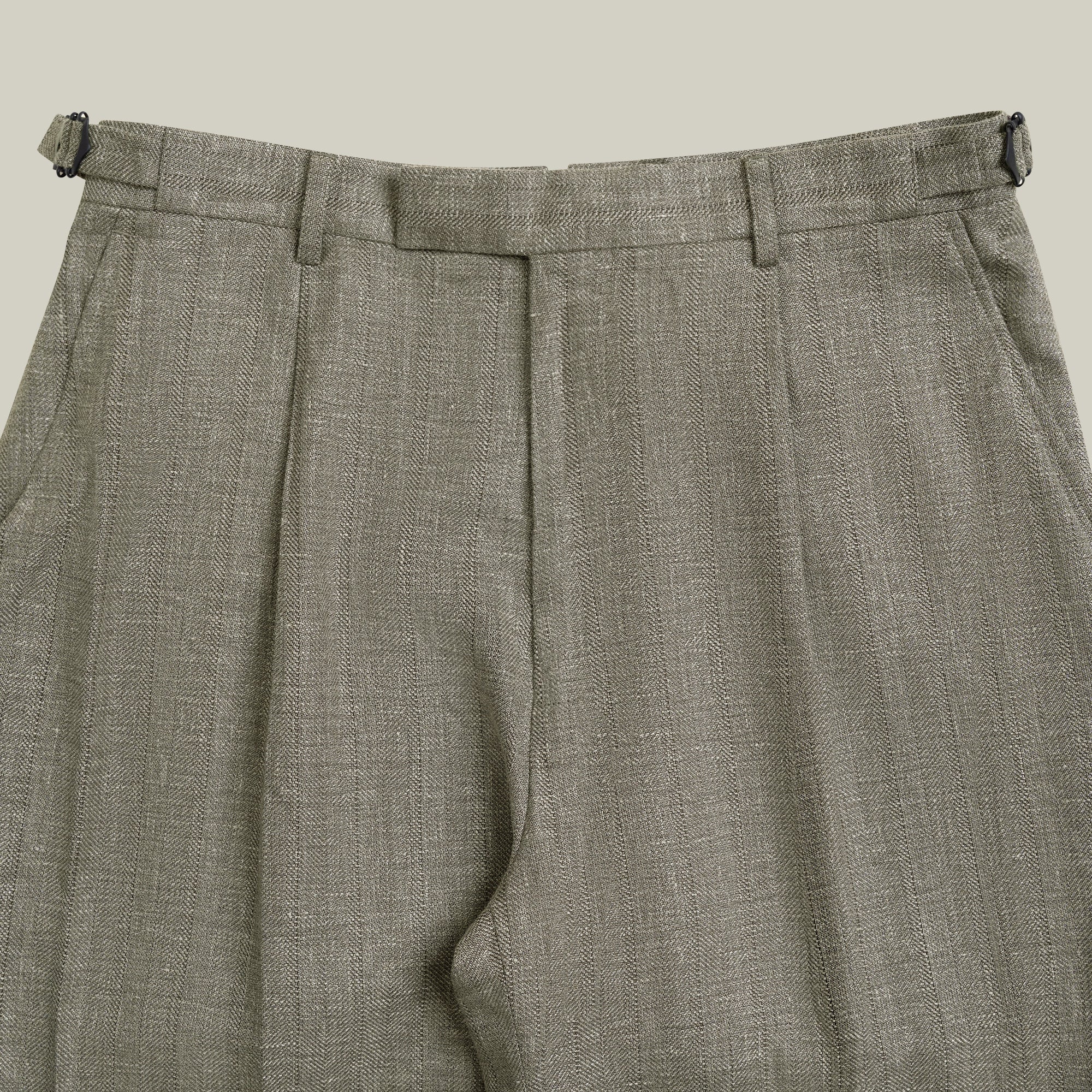 Ford Wool Linen Silk Trousers model tyler in Sage Brush