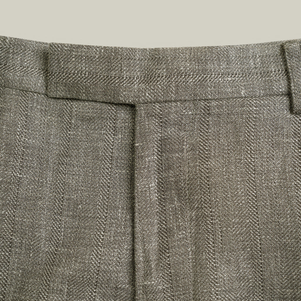 Ford Wool Linen Silk Trousers model tyler in Sage Brush