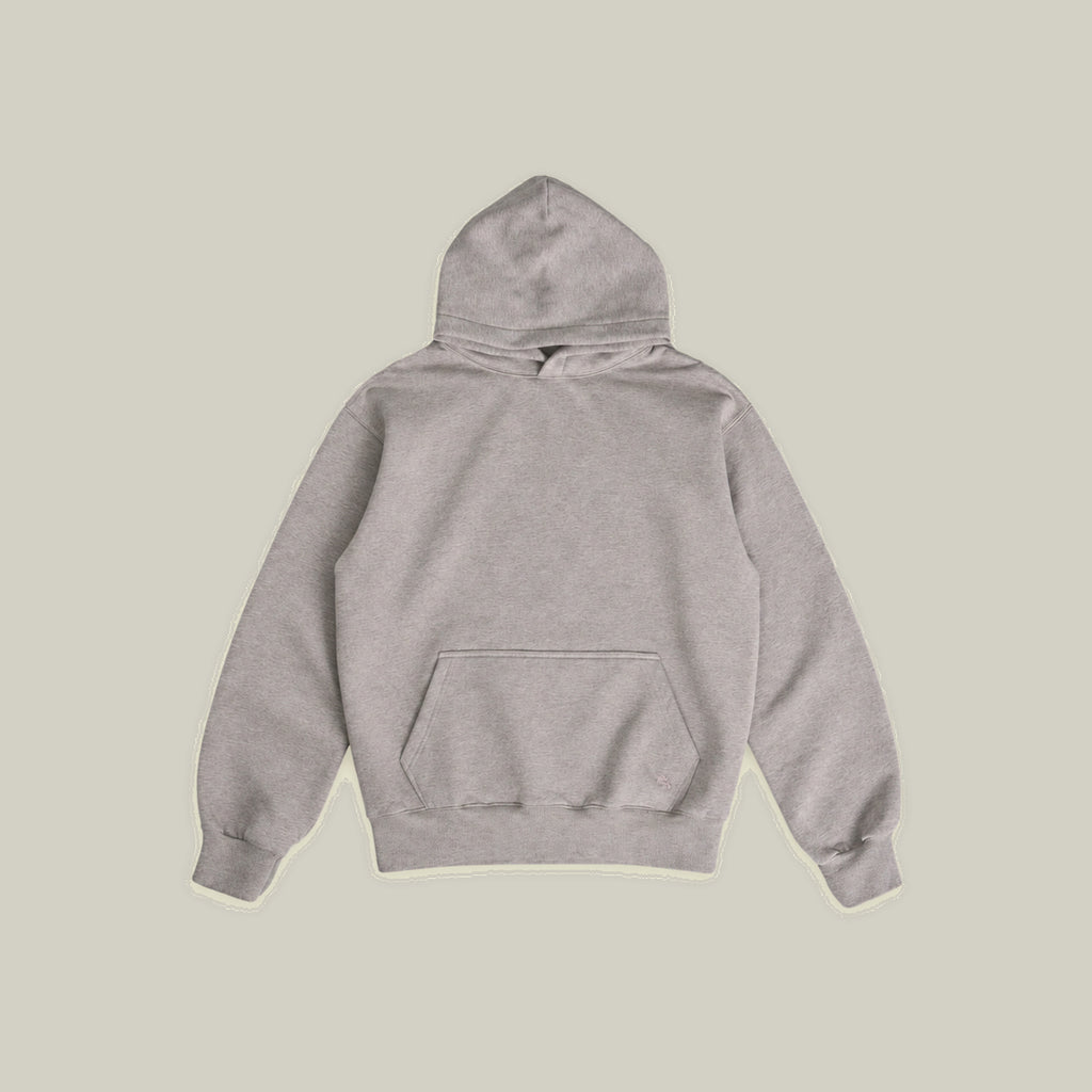 Heavyweight Terry Standard Hoodie model Guillermo in Heather Stone