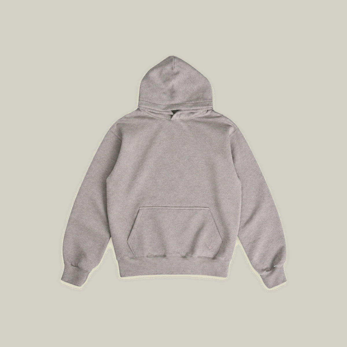 Heavyweight Terry Standard Hoodie model Guillermo in Heather Stone