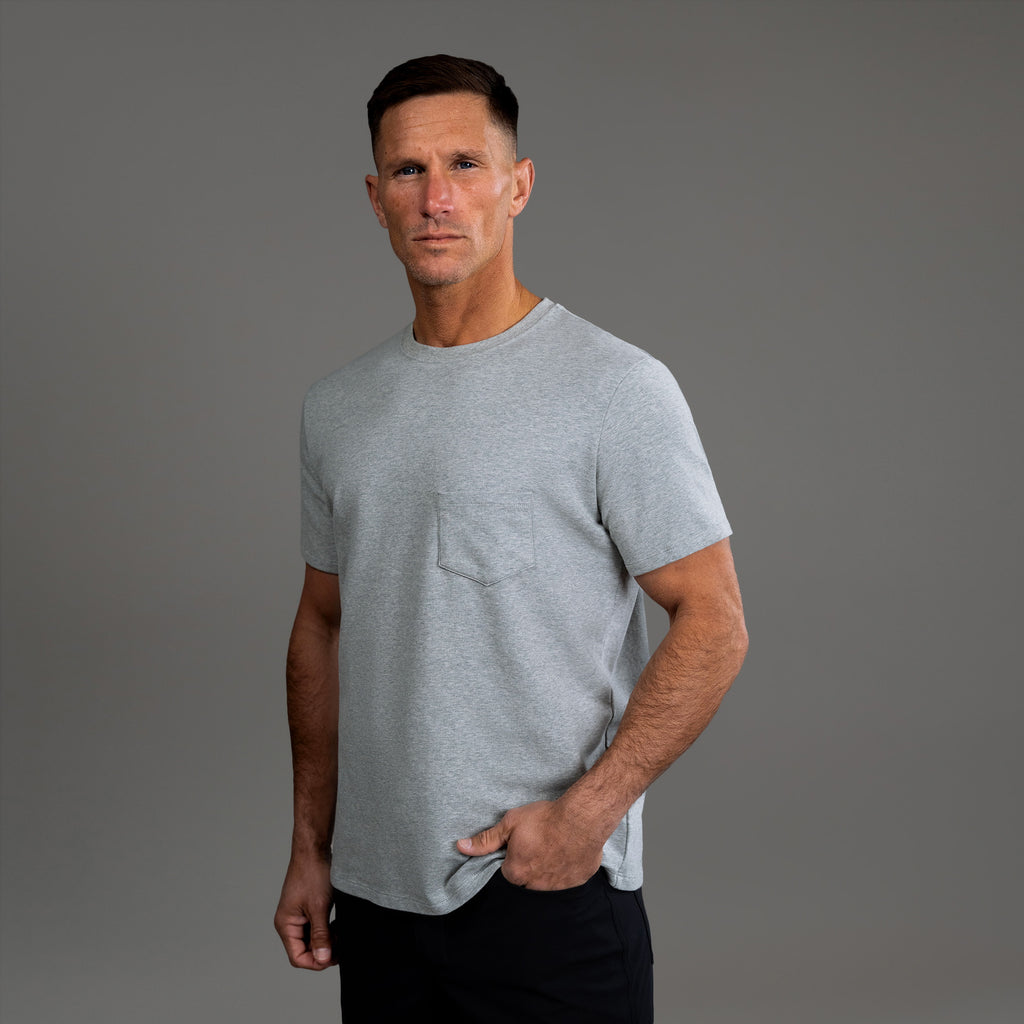 Tags:(6'0" - 180 lbs|Medium) custom t-shirt tee model Tyler in Heather Gray
