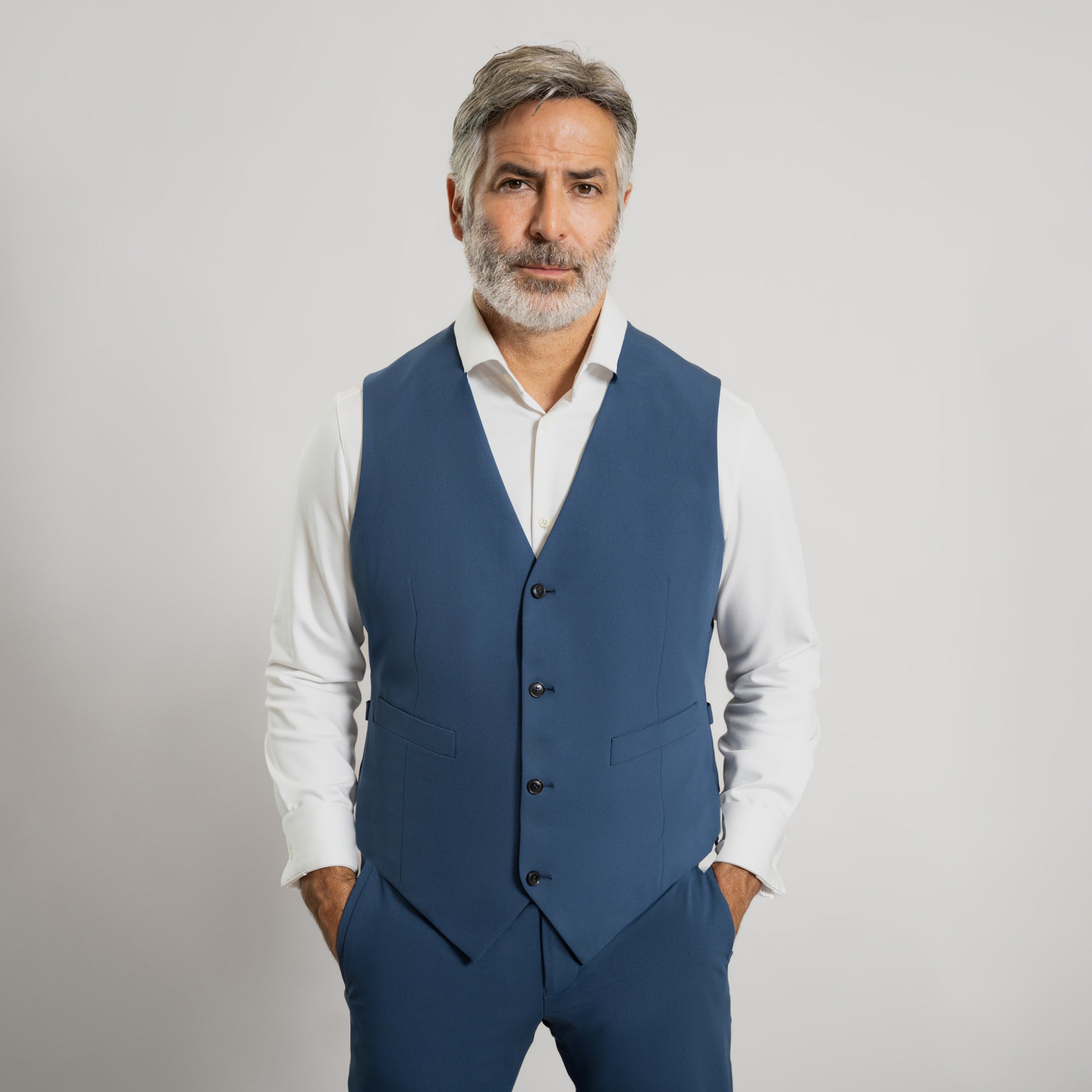 Custom suit vest model Guillermo in Italian Blue