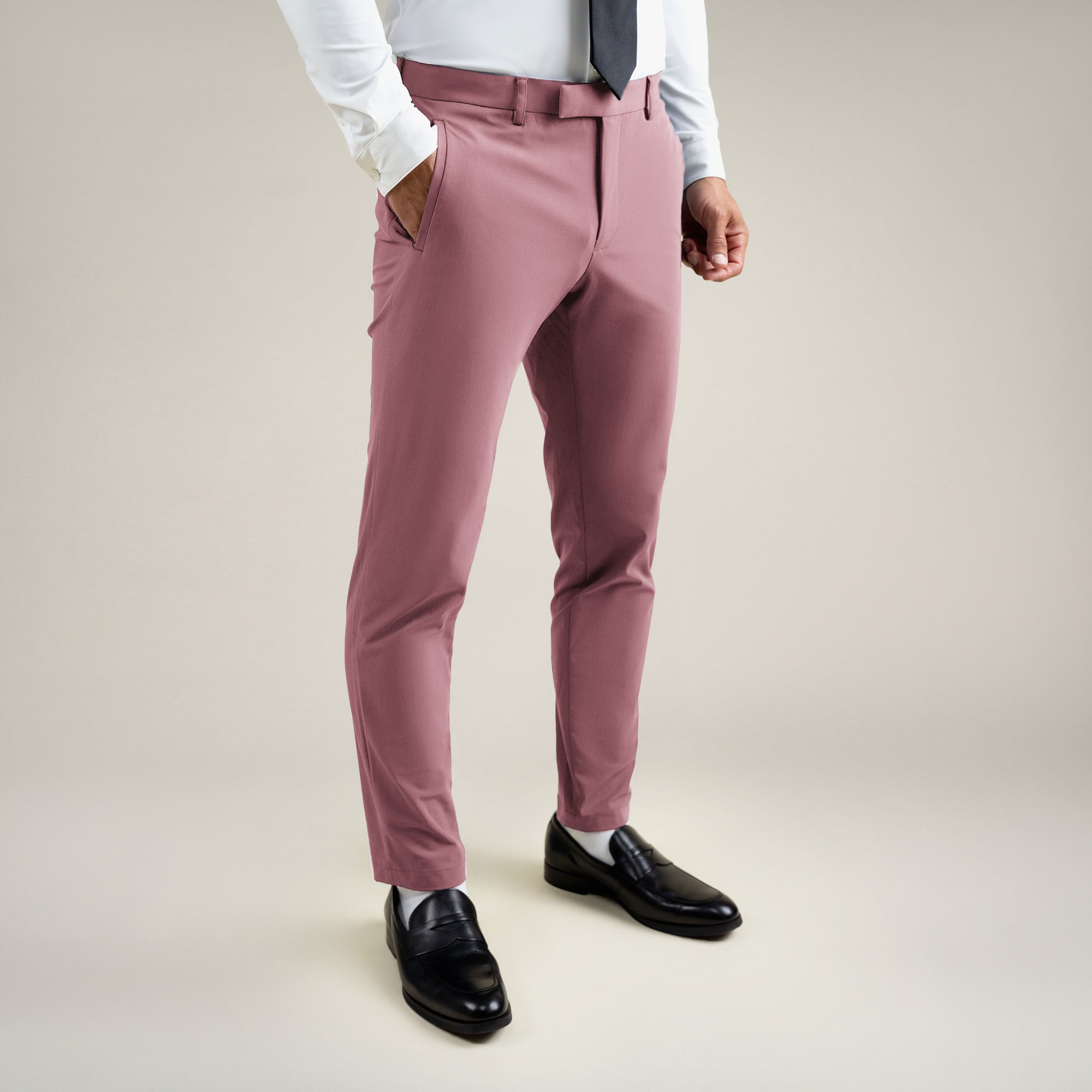 Tags:(6'0"|180 lbs) Bespoke custom athleisure technical men's suit los angeles model Tyler in Desert Rose